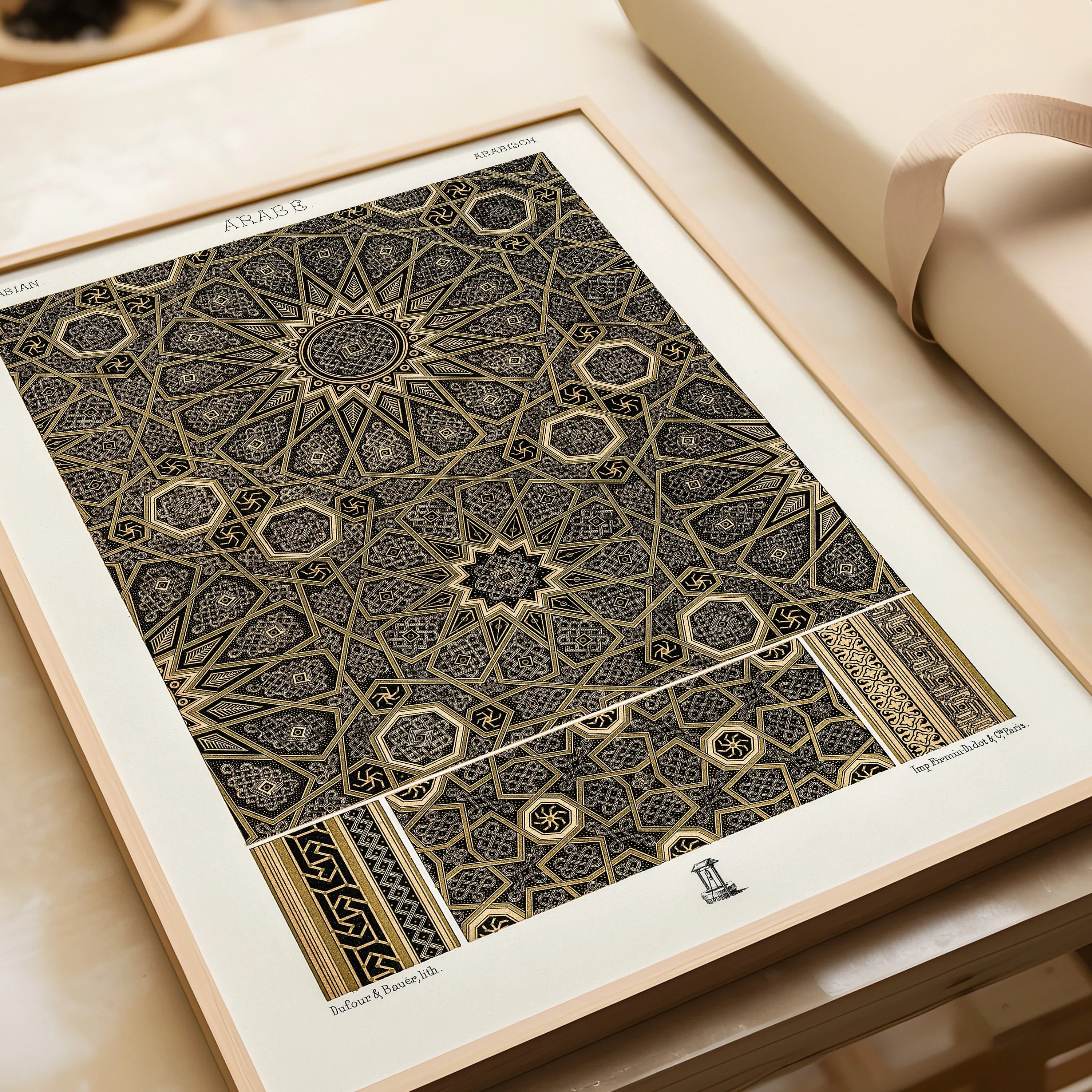 Gallery Wall Set of 9 Vintage Arabian Pattern Prints | Albert Racine, Owen Jones and Emille Prisse D'Avennes (available framed or unframed)