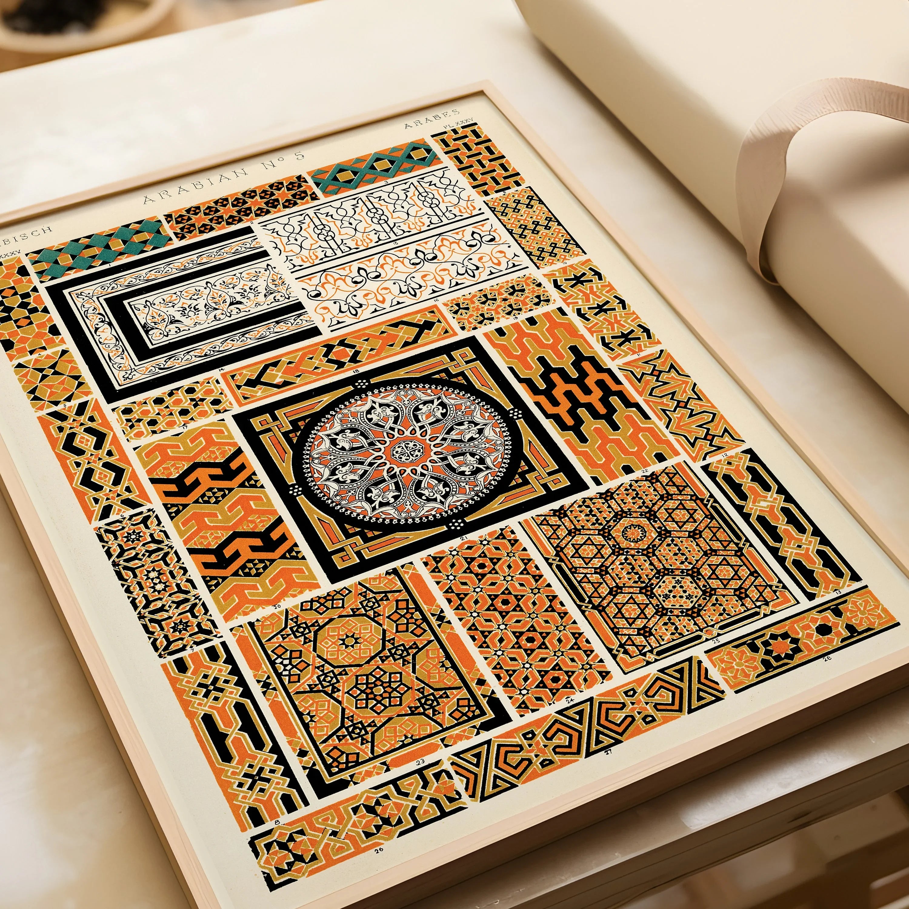 Gallery Wall Set of 9 Vintage Arabian Pattern Prints | Albert Racine, Owen Jones and Emille Prisse D'Avennes (available framed or unframed)