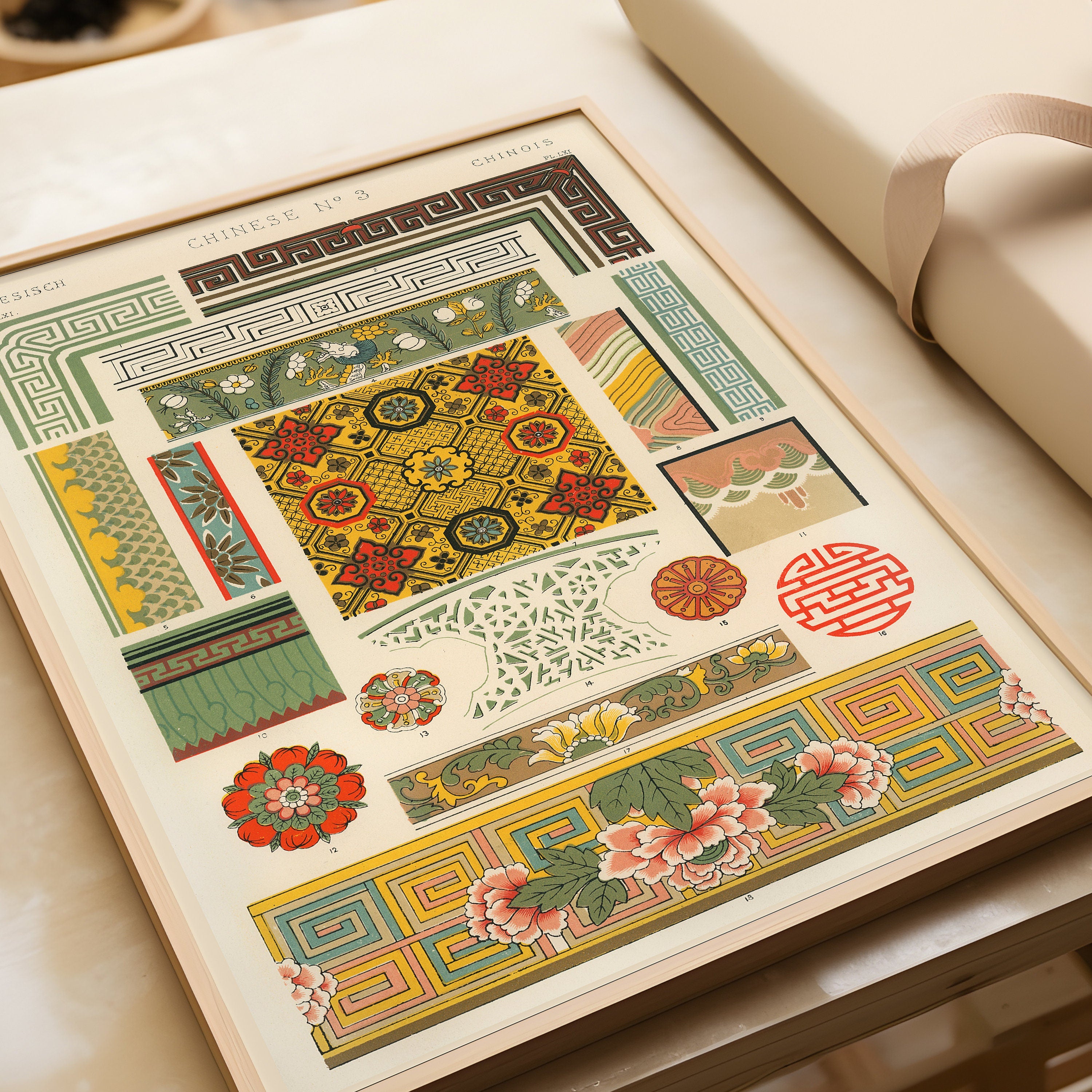 Gallery Wall Set of 9 Vintage Arabian Pattern Prints | Albert Racine, Owen Jones and Emille Prisse D'Avennes (available framed or unframed)