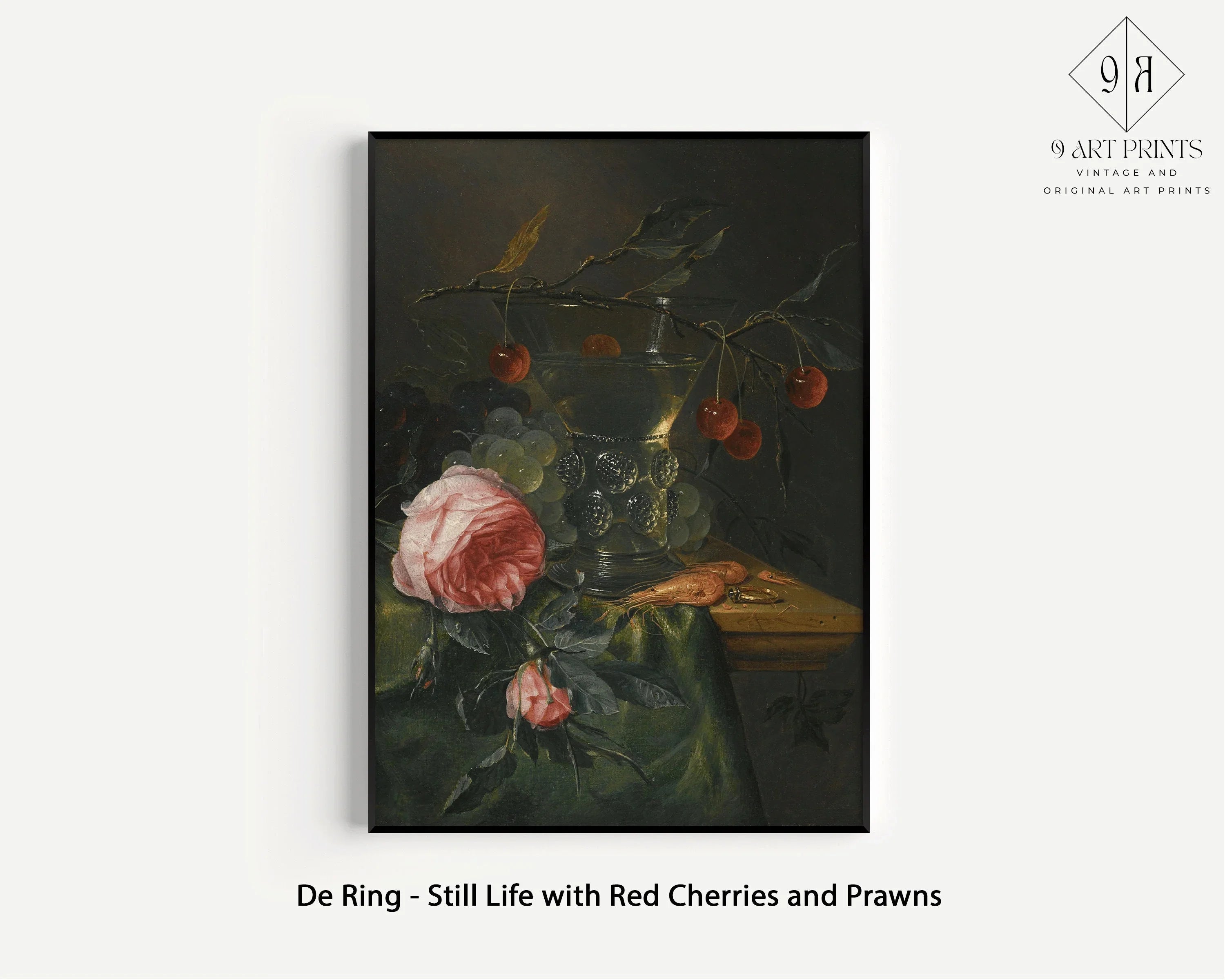 Gallery Wall Set of 9 Dark Academia Art Prints | Vermeer, Rembrandt, Van Huysum and Vernet (available framed or unframed)