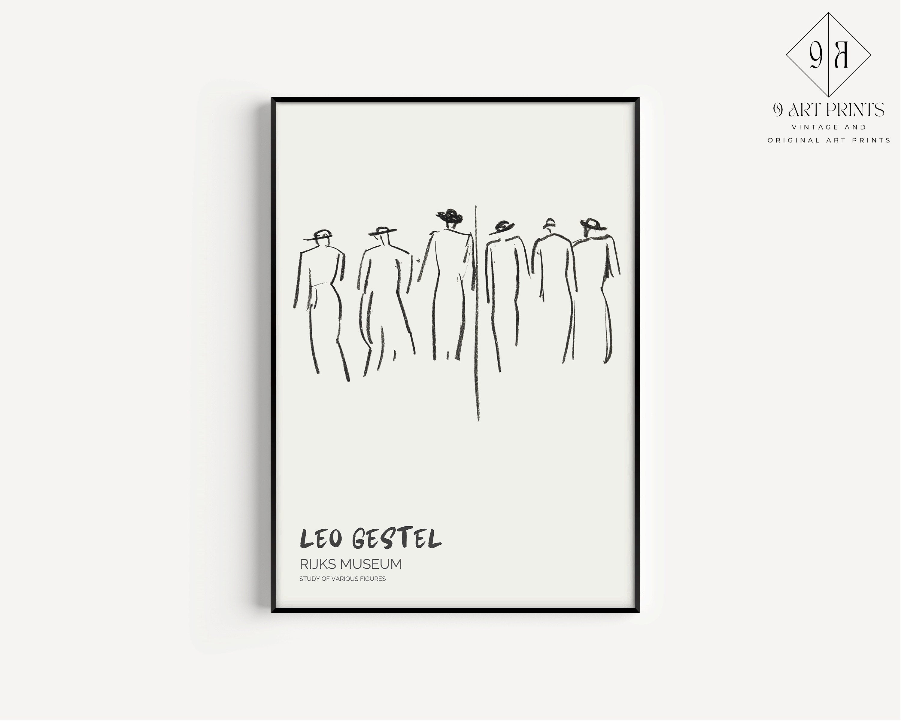 Gallery Wall Set of 9 Art Prints | Neutral White Matisse, Leo Gestel, Picasso, Mondrian, Kandinsky (available framed or unframed)