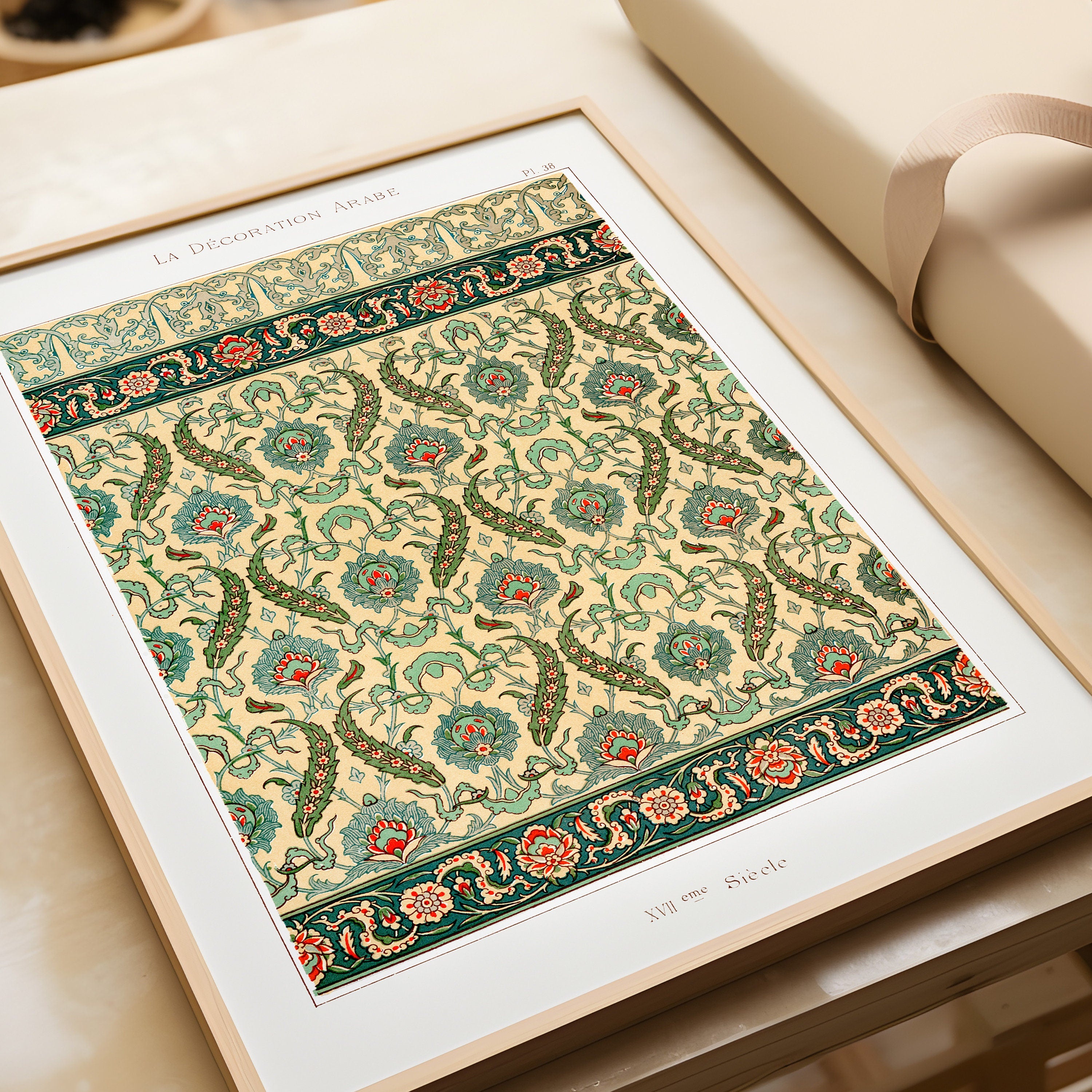 Gallery Wall Set of 9 Vintage Arabian Pattern Prints | Albert Racine, Owen Jones and Emille Prisse D'Avennes (available framed or unframed)