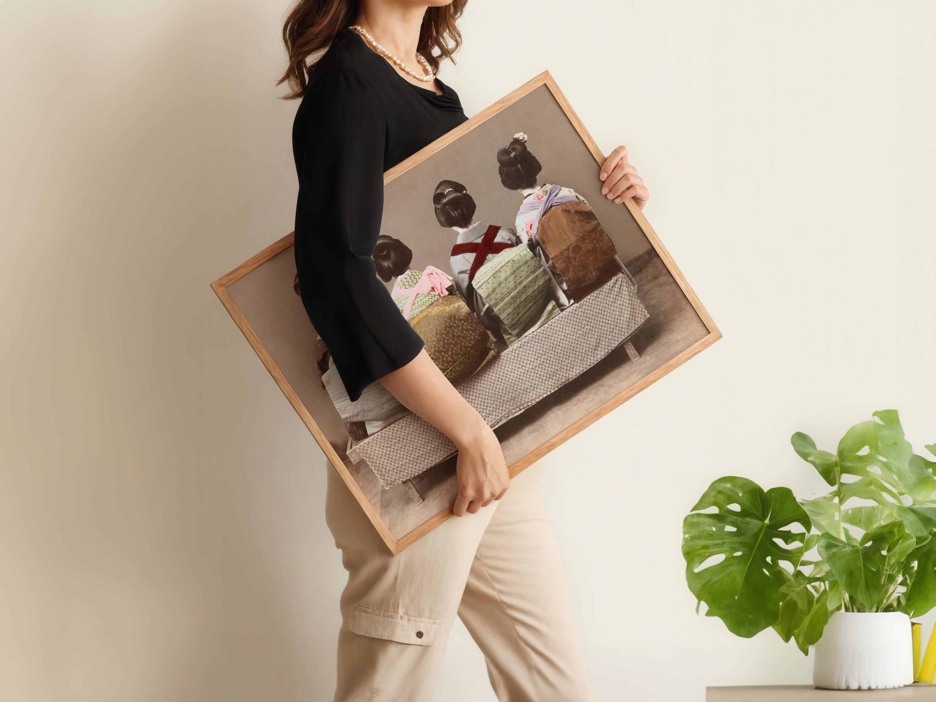 Women in Kimonos : Famous Color Japanese Vintage Photograph Giclée Print