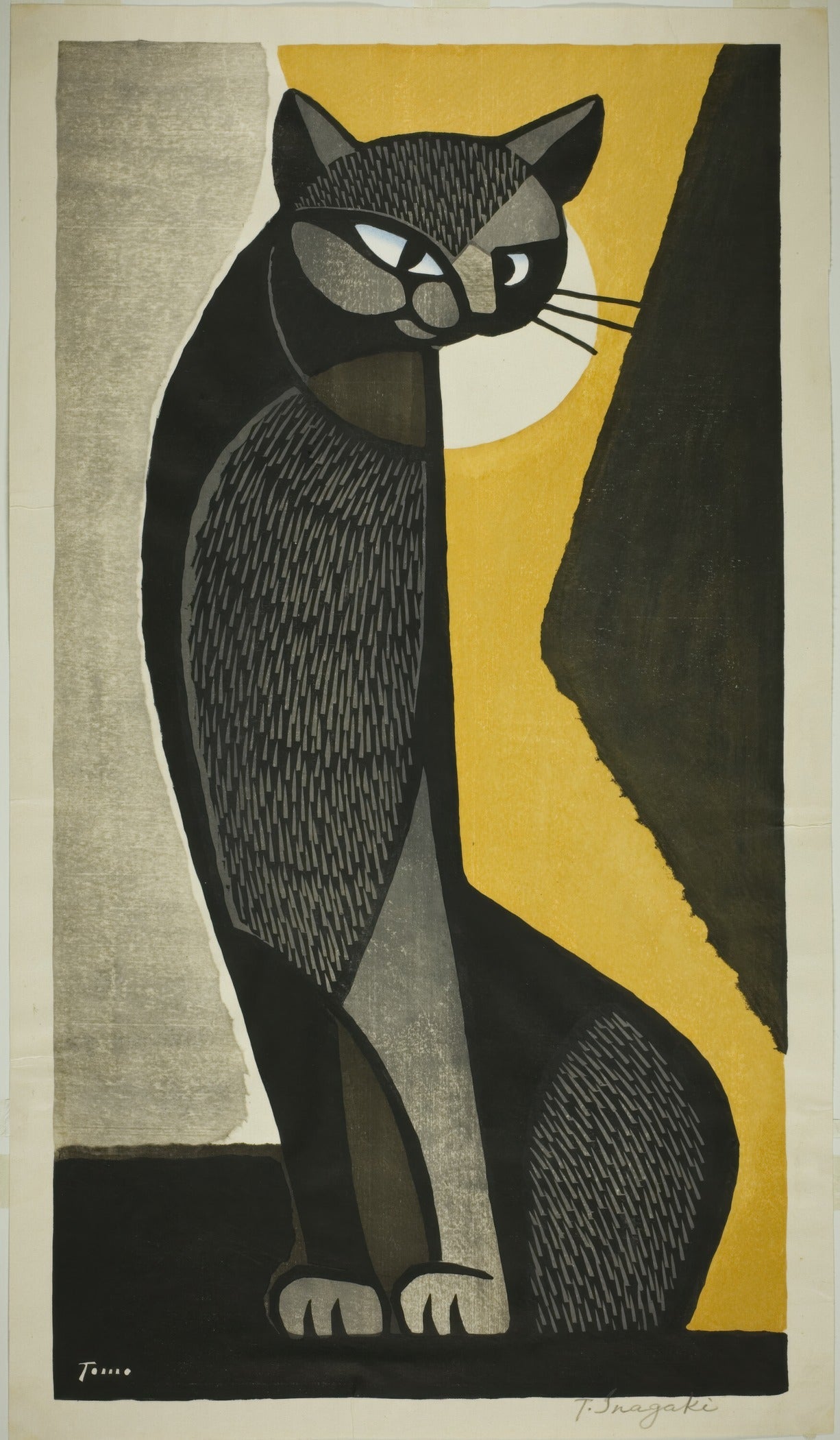 Inagaki Tomoo — Black Cat | Sosaku-hanga Print - 9ArtPrints