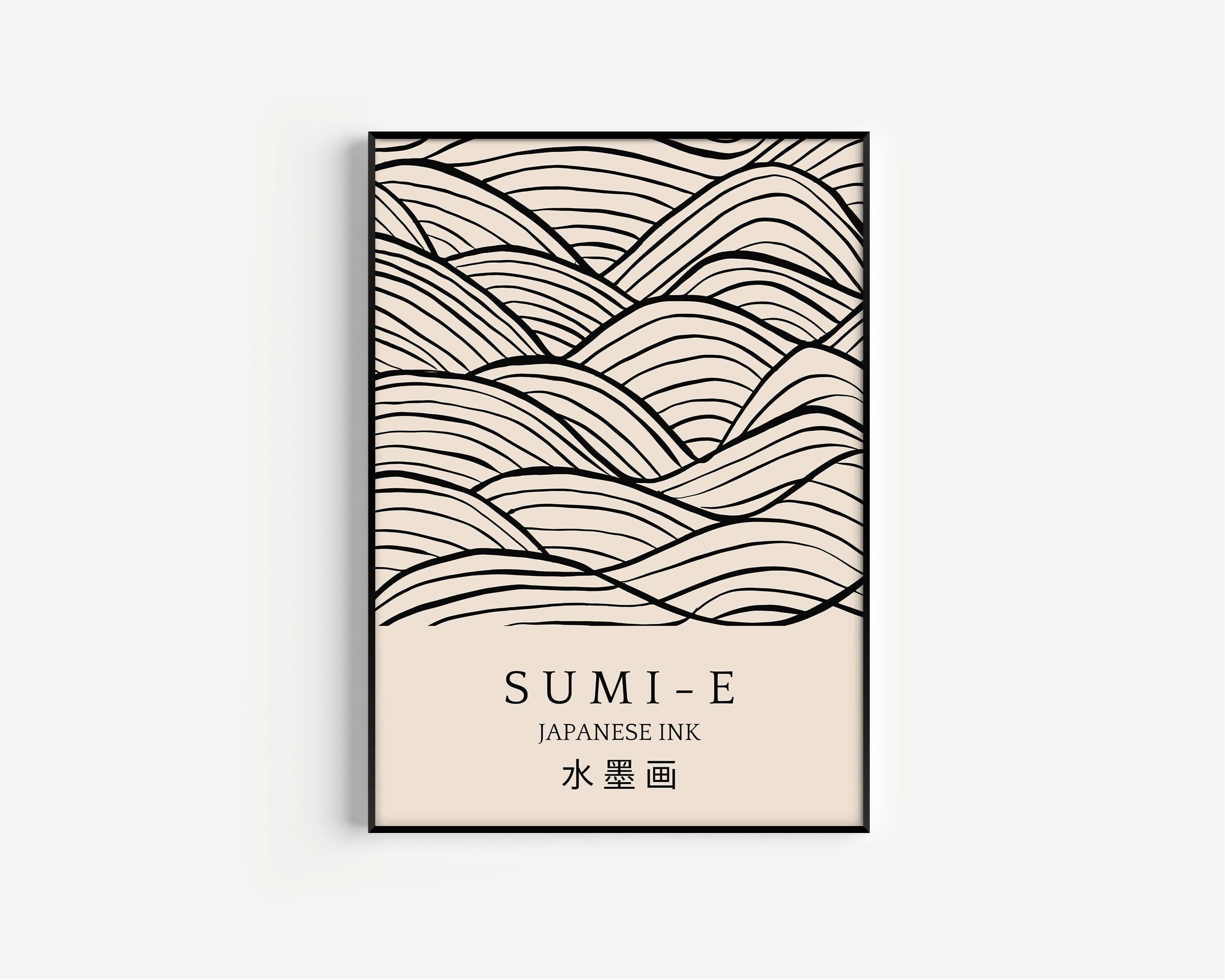 Ink Brush Japanese Pattern Print | PRINT | - Sumi - E Brush Strokes Art