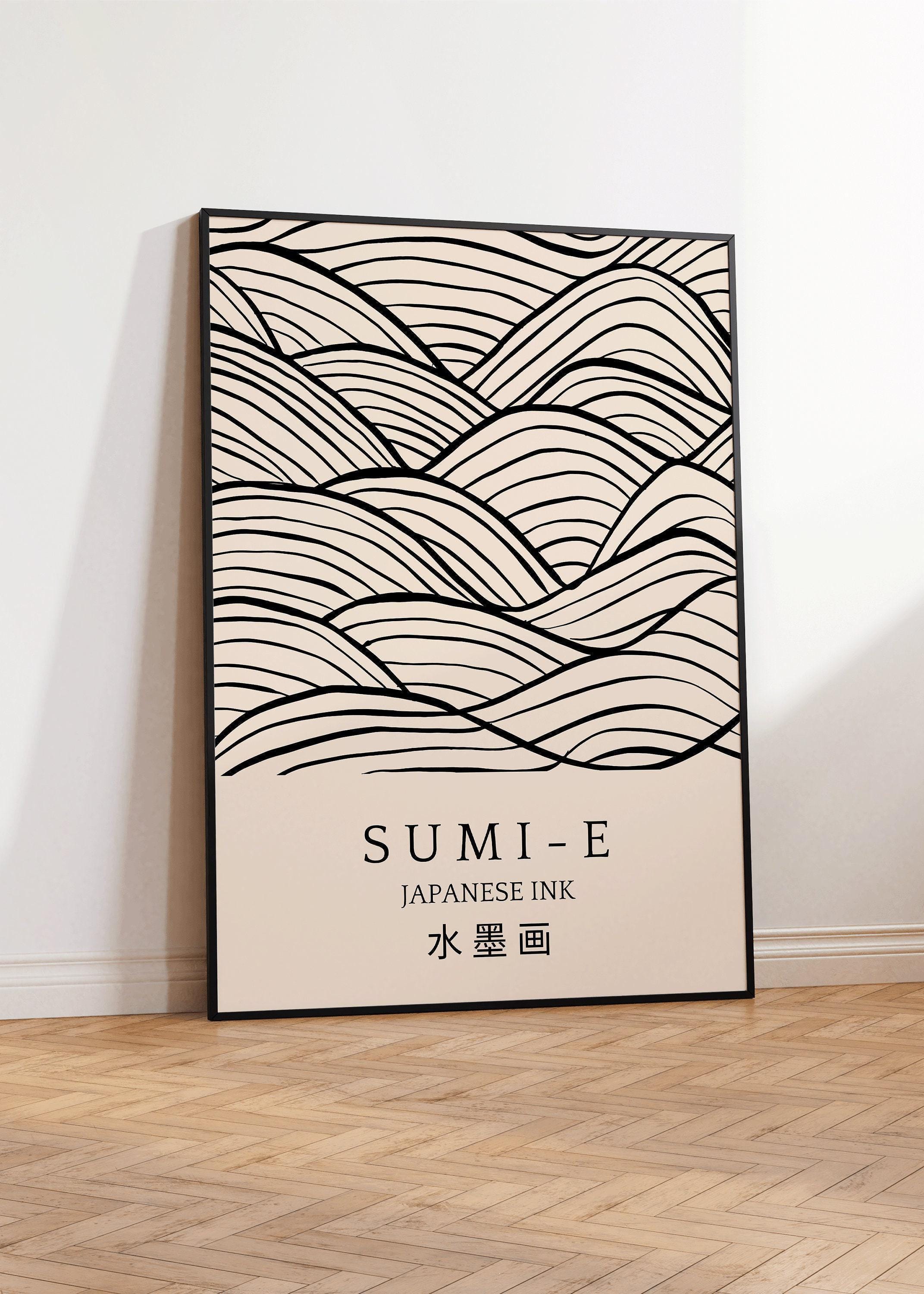 Ink Brush Japanese Pattern Print | PRINT | - Sumi - E Brush Strokes Art