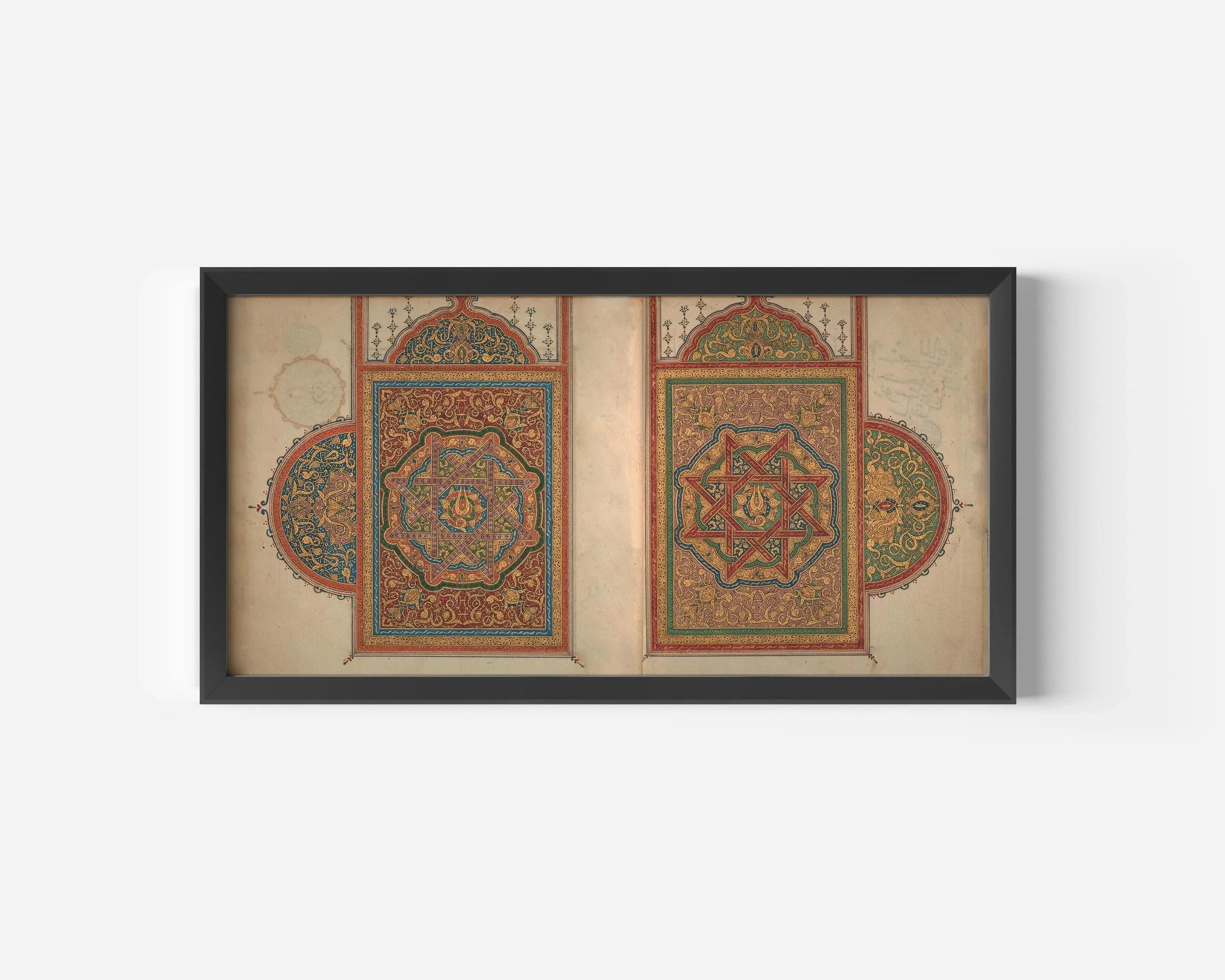 Interior Design of An Ancient Quran (North Africa) | Spectacular Wide Islamic Arabic Calligraphy Art | Available Handframed or Unframed 2x1 - 9ArtPrints