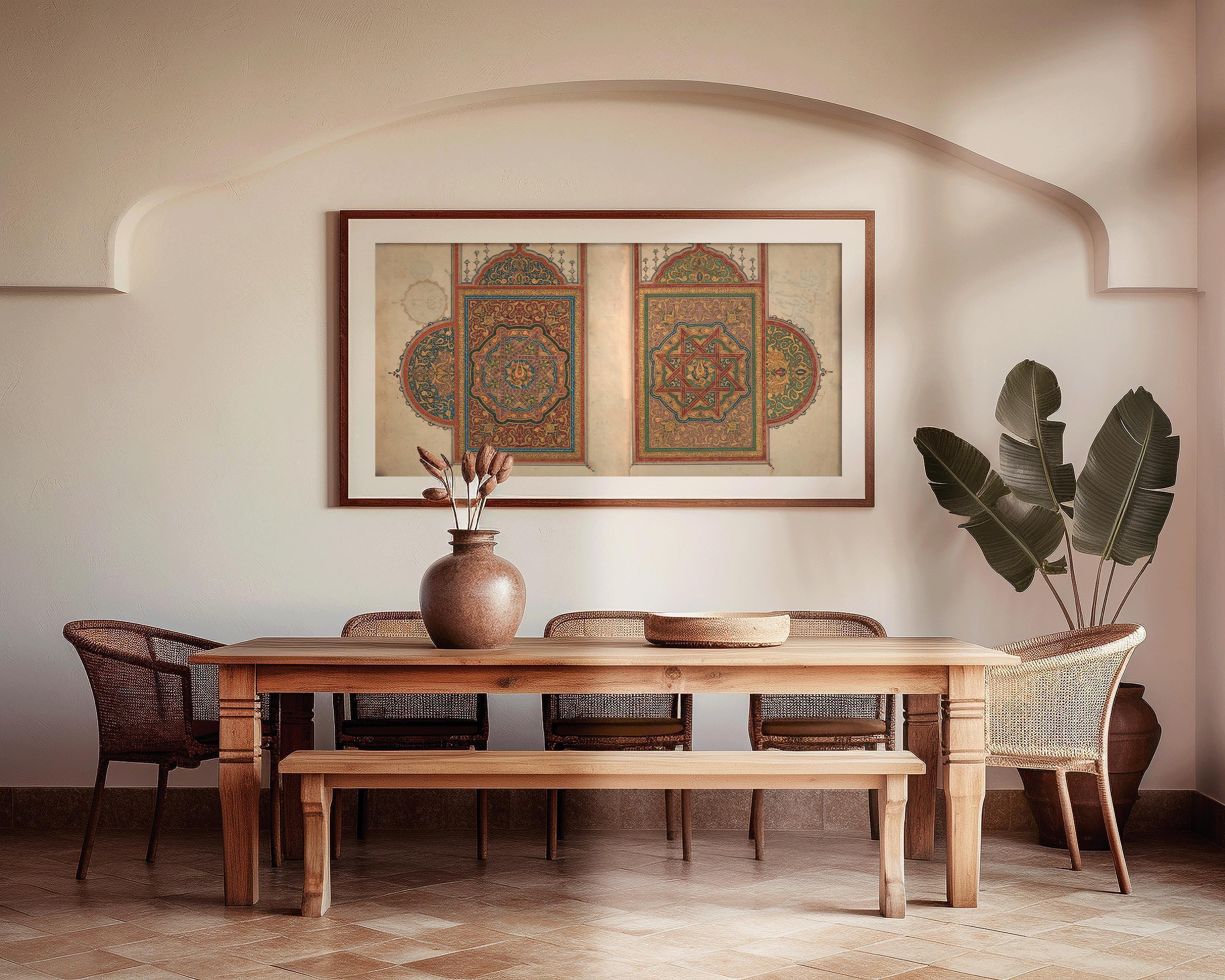 Interior Design of An Ancient Quran (North Africa) | Spectacular Wide Islamic Arabic Calligraphy Art | Available Handframed or Unframed 2x1 - 9ArtPrints