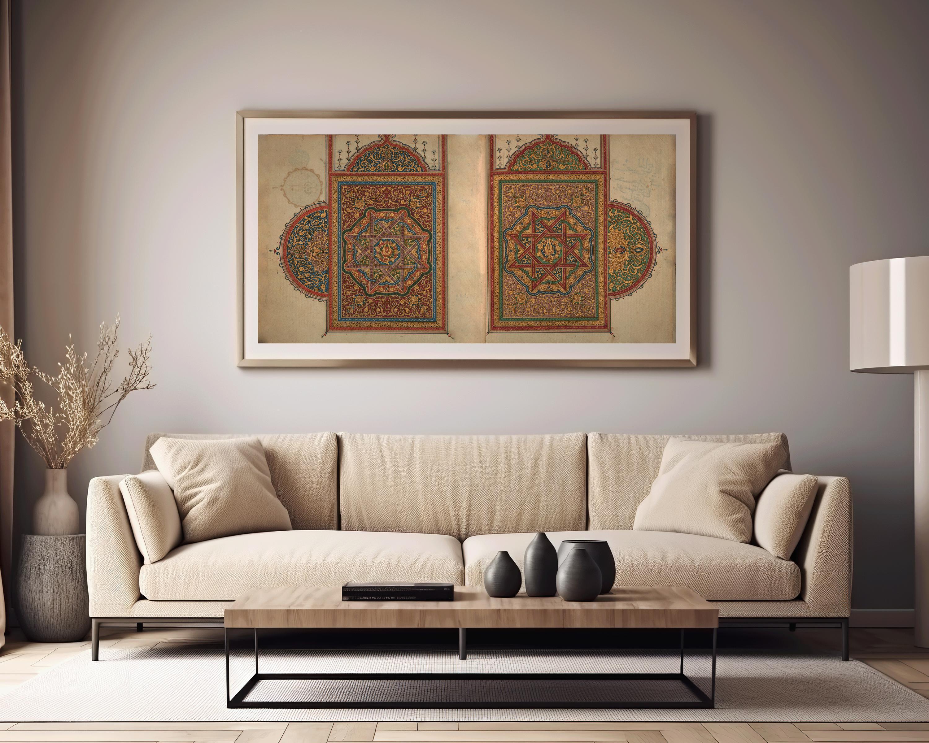 Interior Design of An Ancient Quran (North Africa) | Spectacular Wide Islamic Arabic Calligraphy Art | Available Handframed or Unframed 2x1 - 9ArtPrints