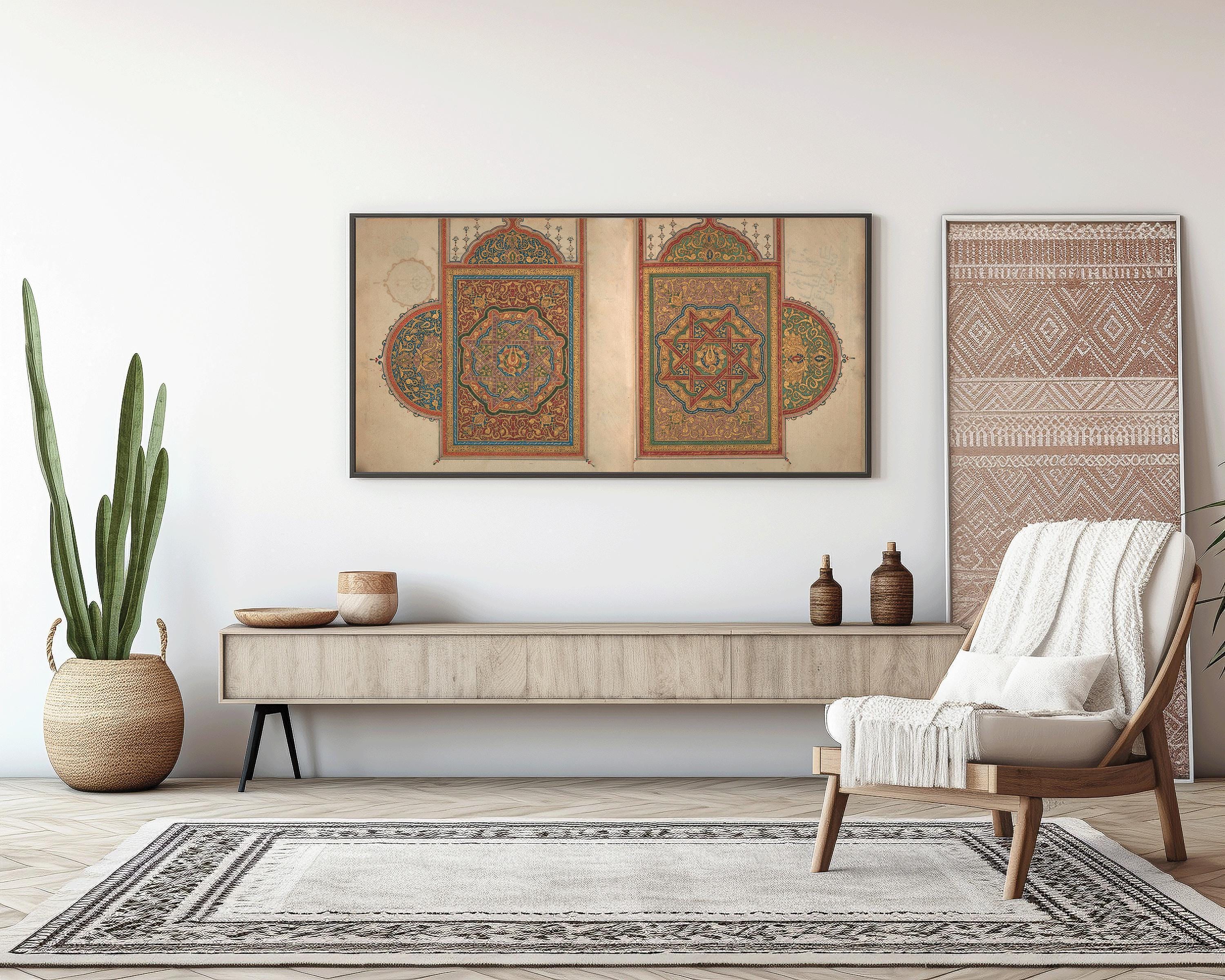 Interior Design of An Ancient Quran (North Africa) | Spectacular Wide Islamic Arabic Calligraphy Art | Available Handframed or Unframed 2x1 - 9ArtPrints