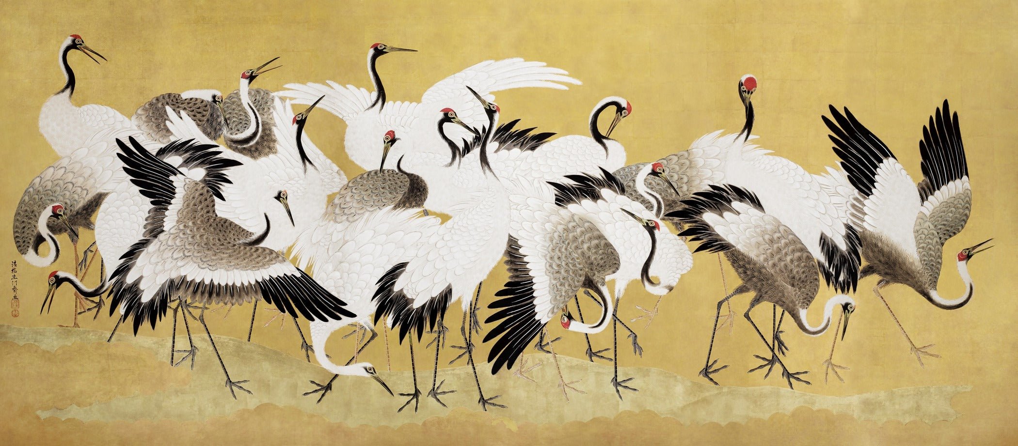 Ishida Yutei — A Flock of Cranes | Edo Period Painting - 9ArtPrints