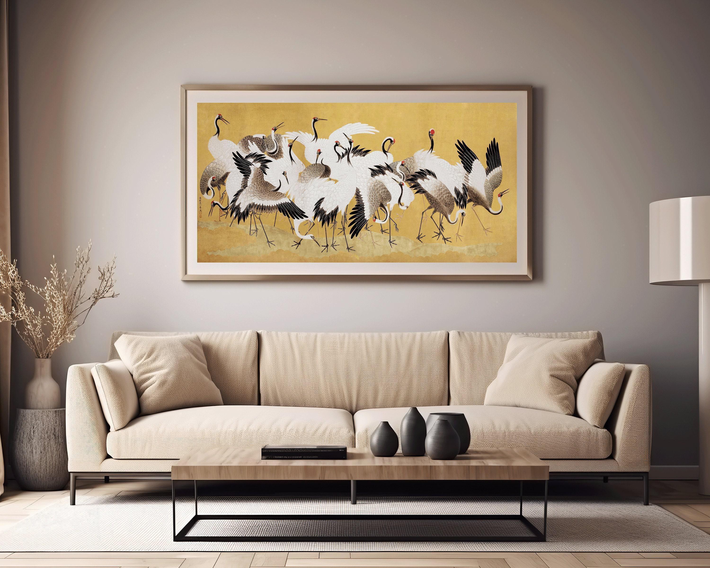 Ishida Yutei - A Flock of Cranes | PRINT | Vintage Japanese Wide Panoramic Art (available handframed or unframed) 2x1 - 9ArtPrints