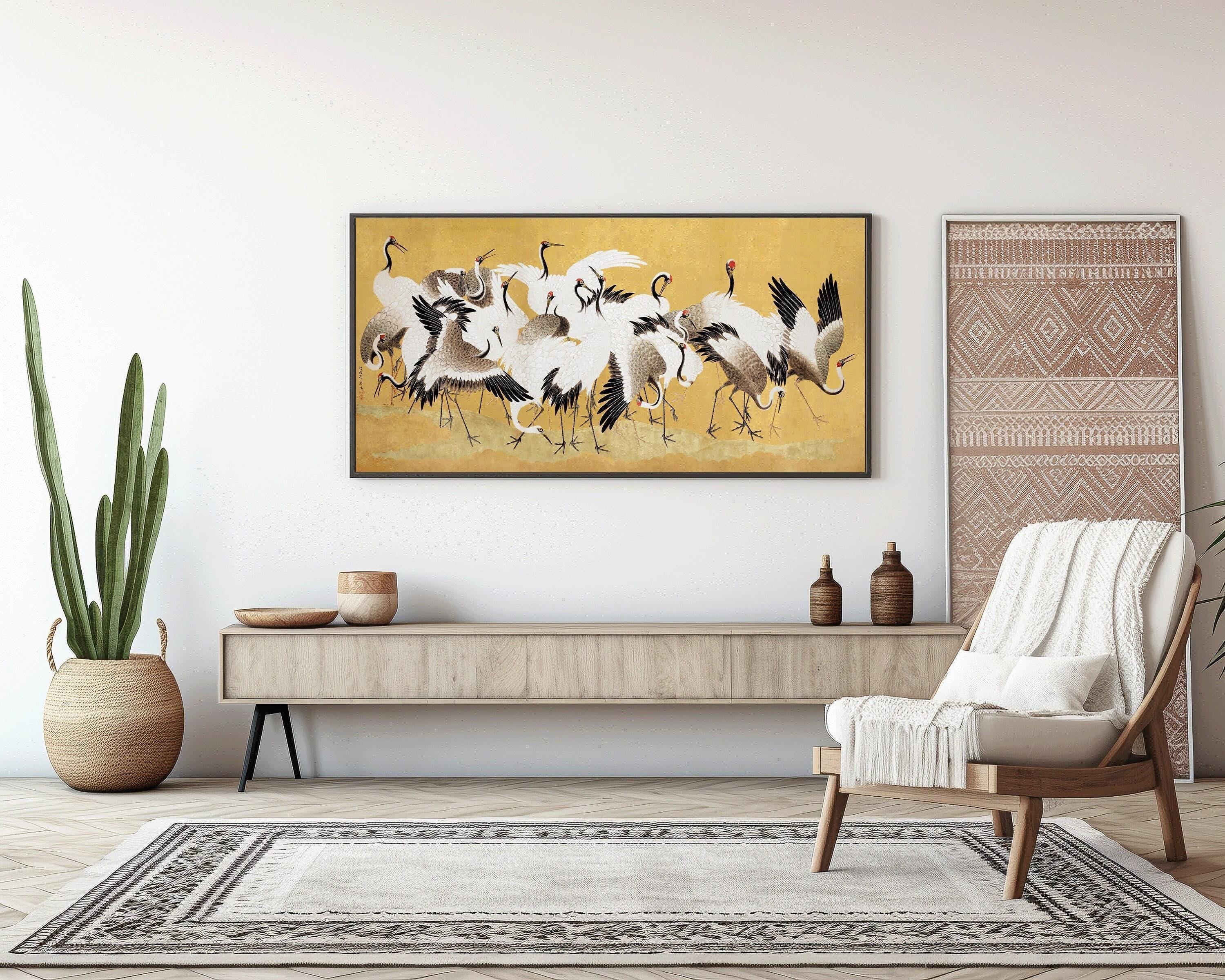 Ishida Yutei - A Flock of Cranes | PRINT | Vintage Japanese Wide Panoramic Art (available handframed or unframed) 2x1 - 9ArtPrints