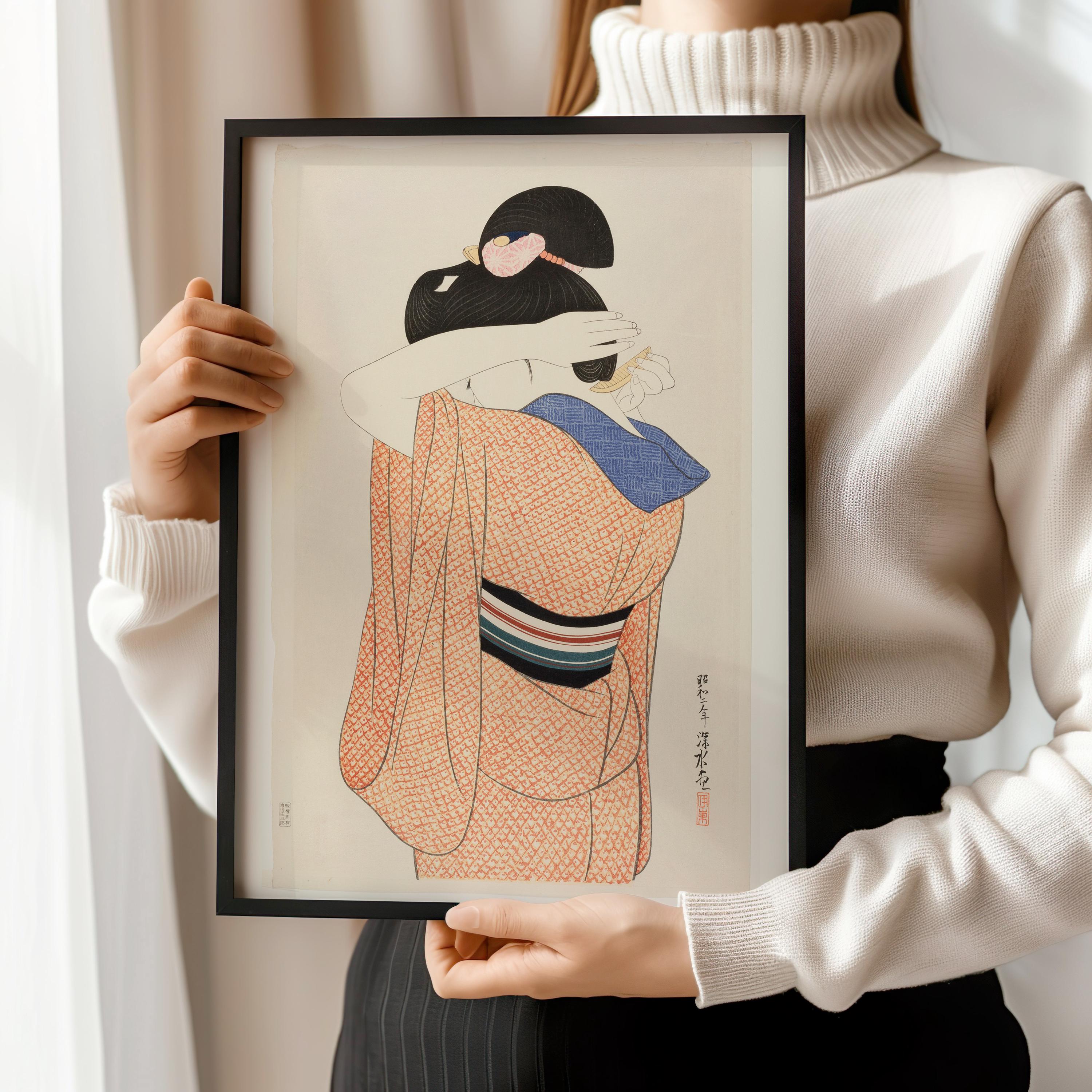 Ito Shinsui Japanese Woodblock Print: The Long Undergarment, Giclée Art - 9ArtPrints