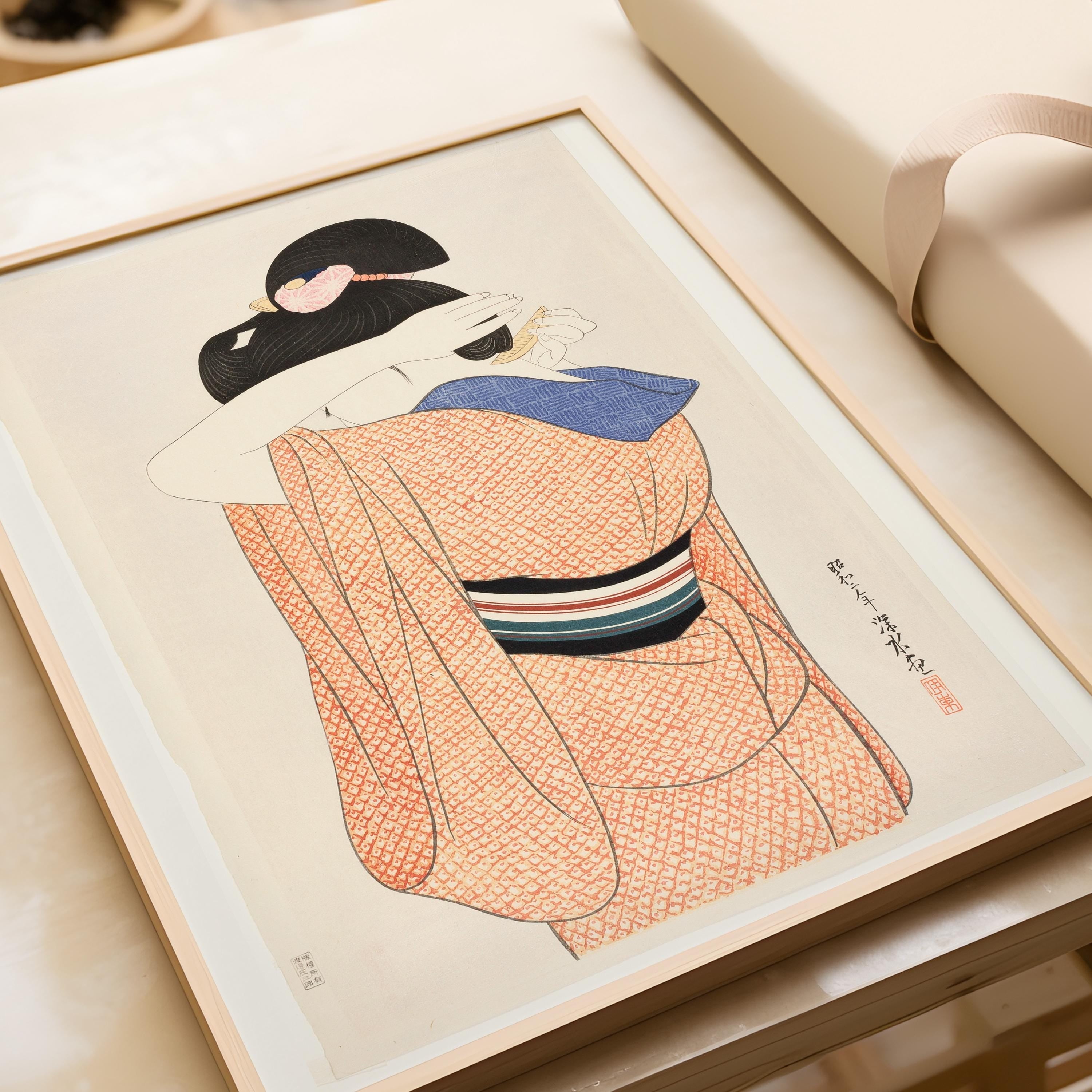 Ito Shinsui Japanese Woodblock Print: The Long Undergarment, Giclée Art - 9ArtPrints