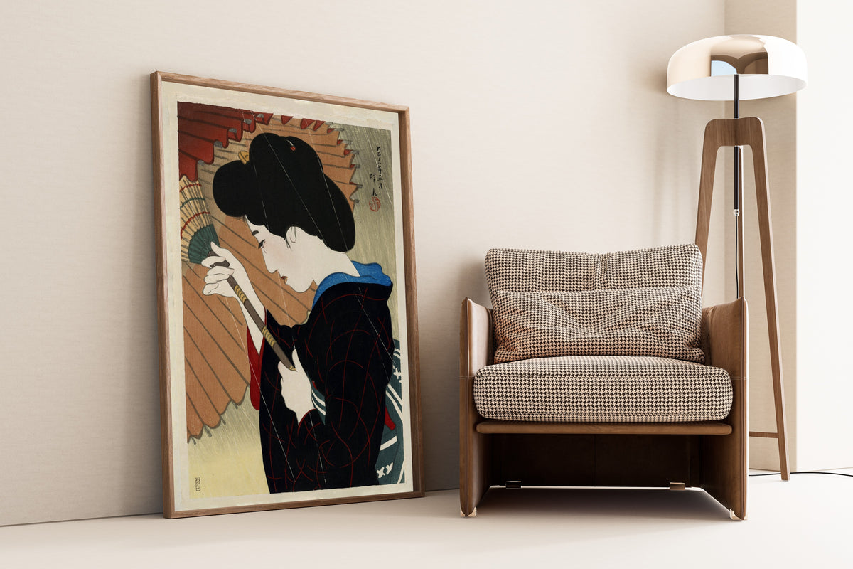 Ito Shinsui Passing Rain Giclée Print: Vintage Japanese Woodblock Art - 9ArtPrints