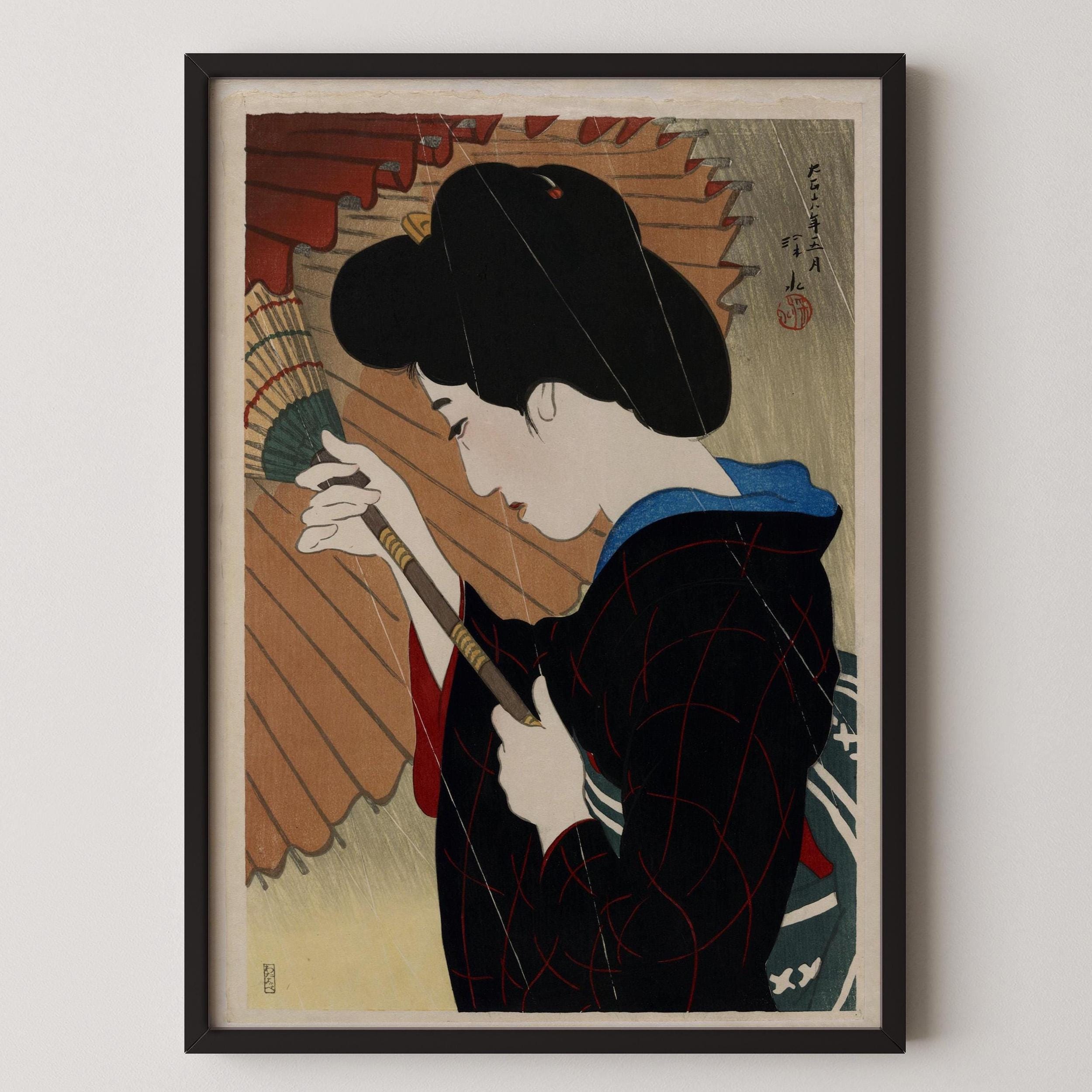 Ito Shinsui Passing Rain Giclée Print: Vintage Japanese Woodblock Art - 9ArtPrints