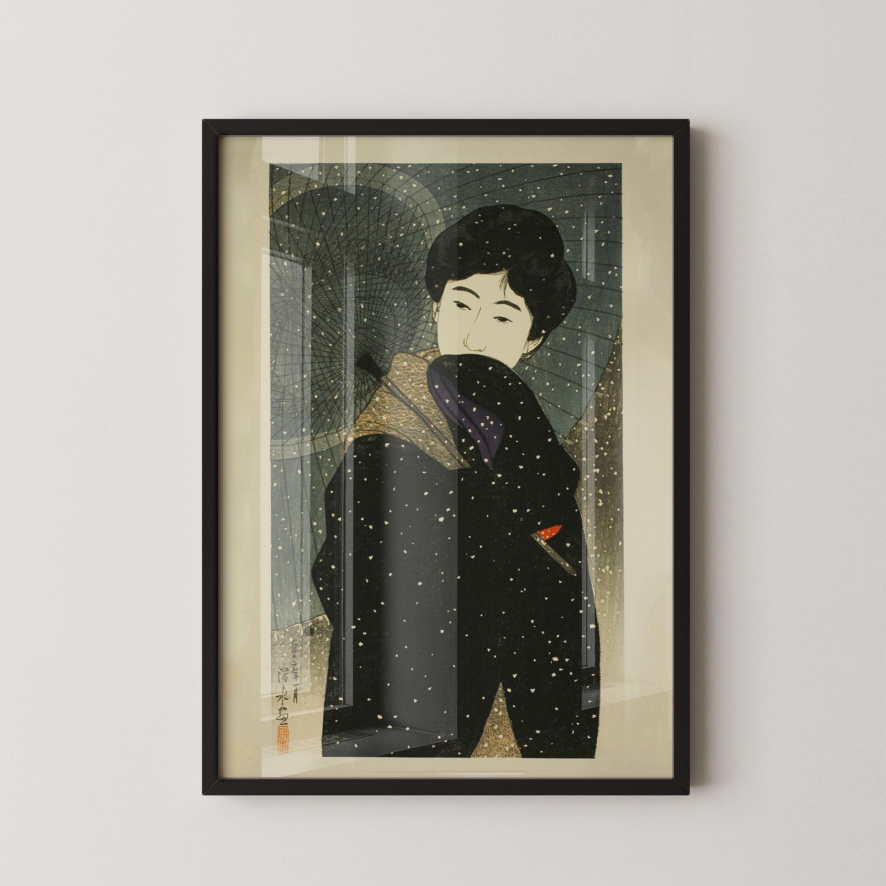 Ito Shinsui Snowy Night Giclee Print: Vintage Japanese Woodblock Art - 9ArtPrints