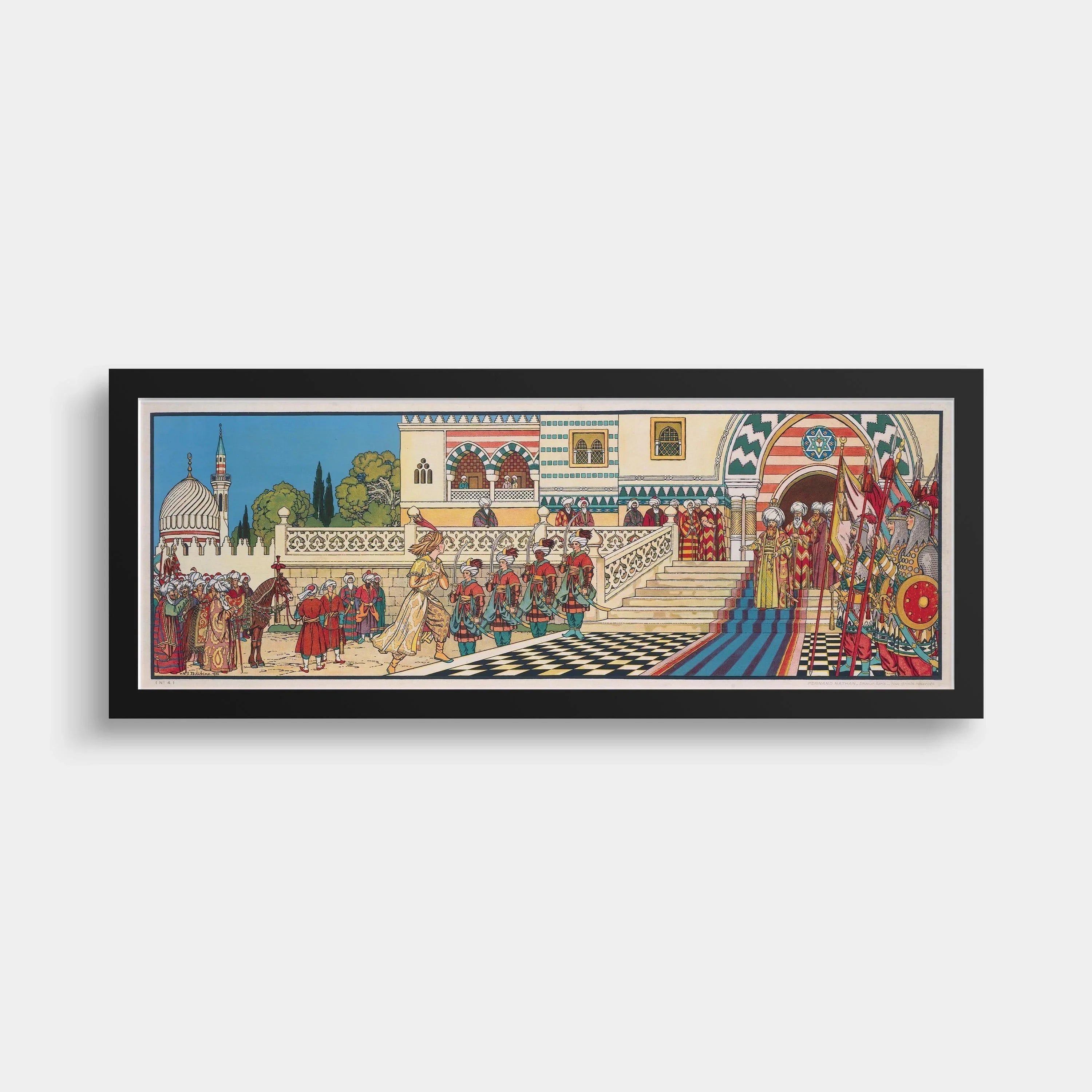 Ivan Bilibin - Aladdin at the Sultan's Court | An Enchanting Super Wide Vintage Fairytale Artwork (available handframed or unframed) 3x1 - 9ArtPrints
