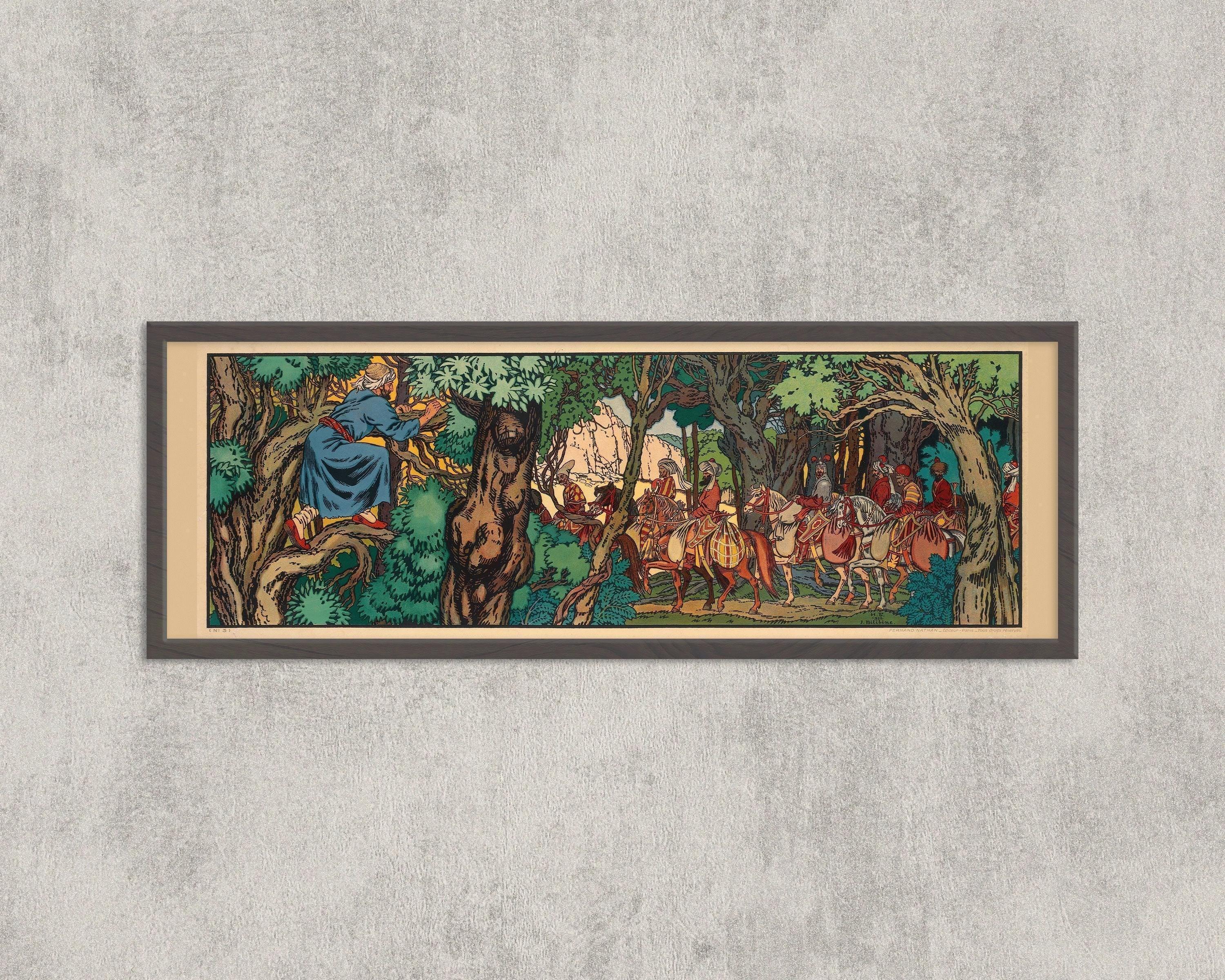 Ivan Bilibin - The Hunt | An Enchanting Super Wide Vintage Fairytale Artwork (available handframed or unframed) 3x1 - 9ArtPrints