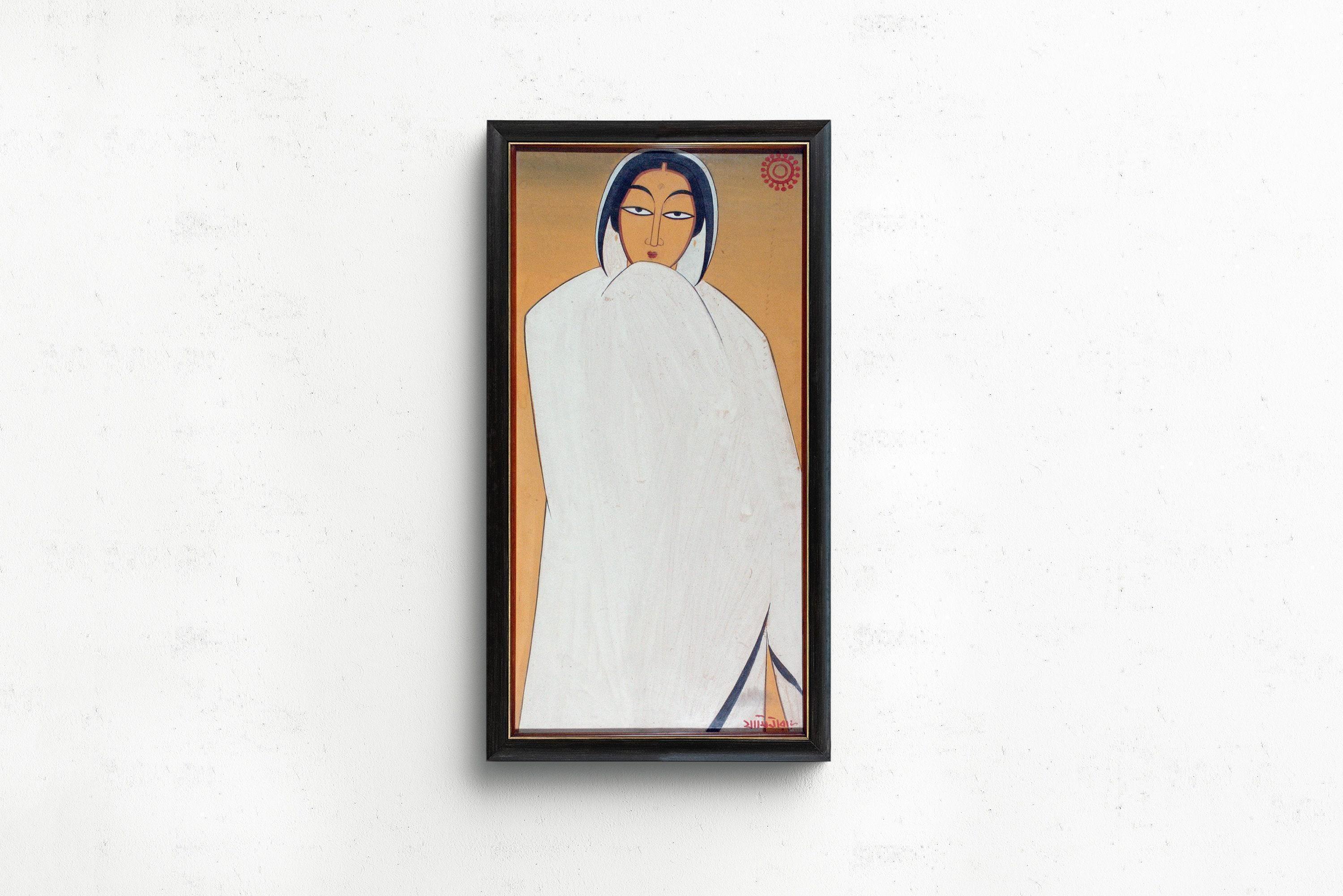 Jamini Roy - Bangali Nari (Bengali Woman) | Vintage Narrow Vertical Indian West Bengal Art (available handframed or unframed) 2x1 - 9ArtPrints