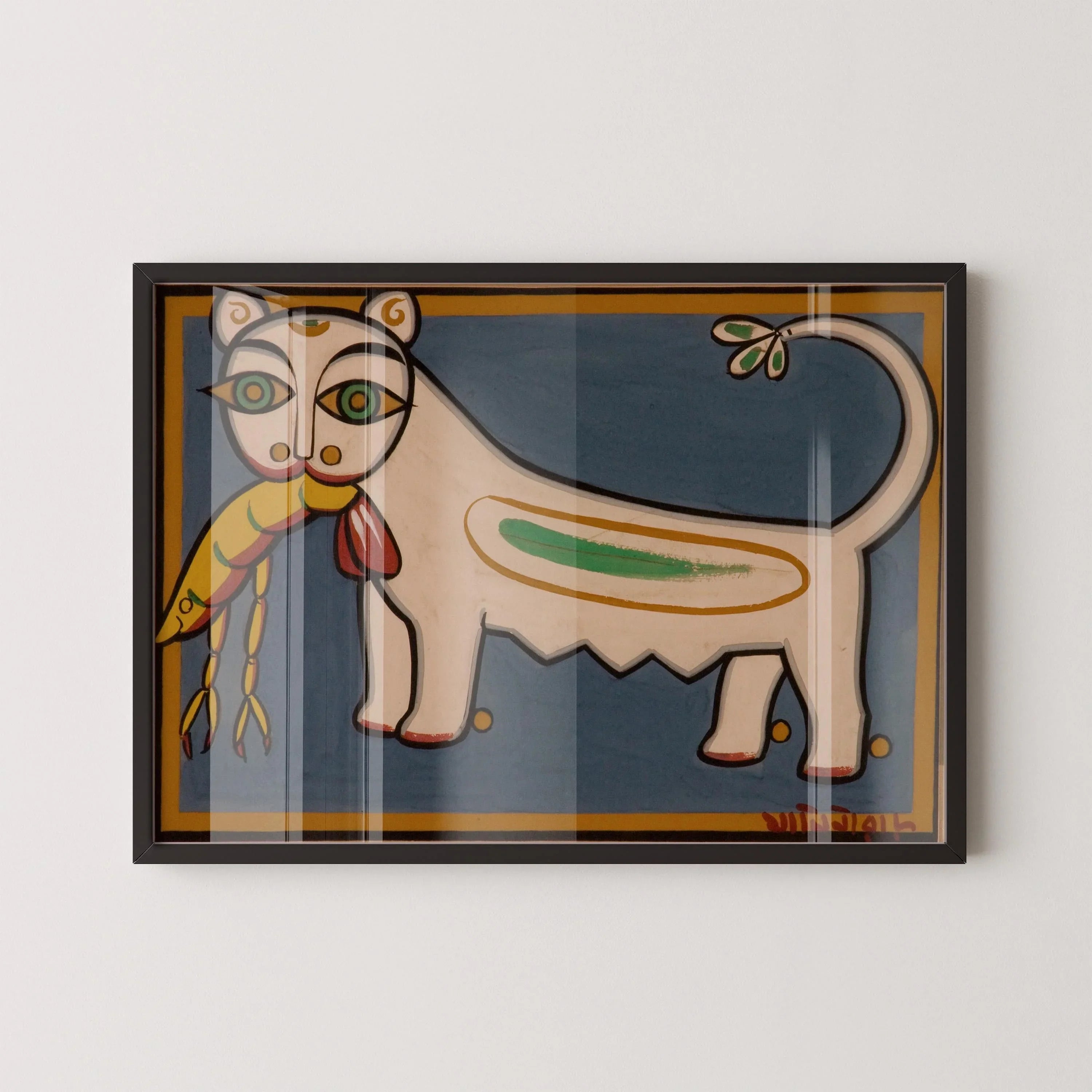 Jamini Roy - Cat and Shrimp | Bengali Art