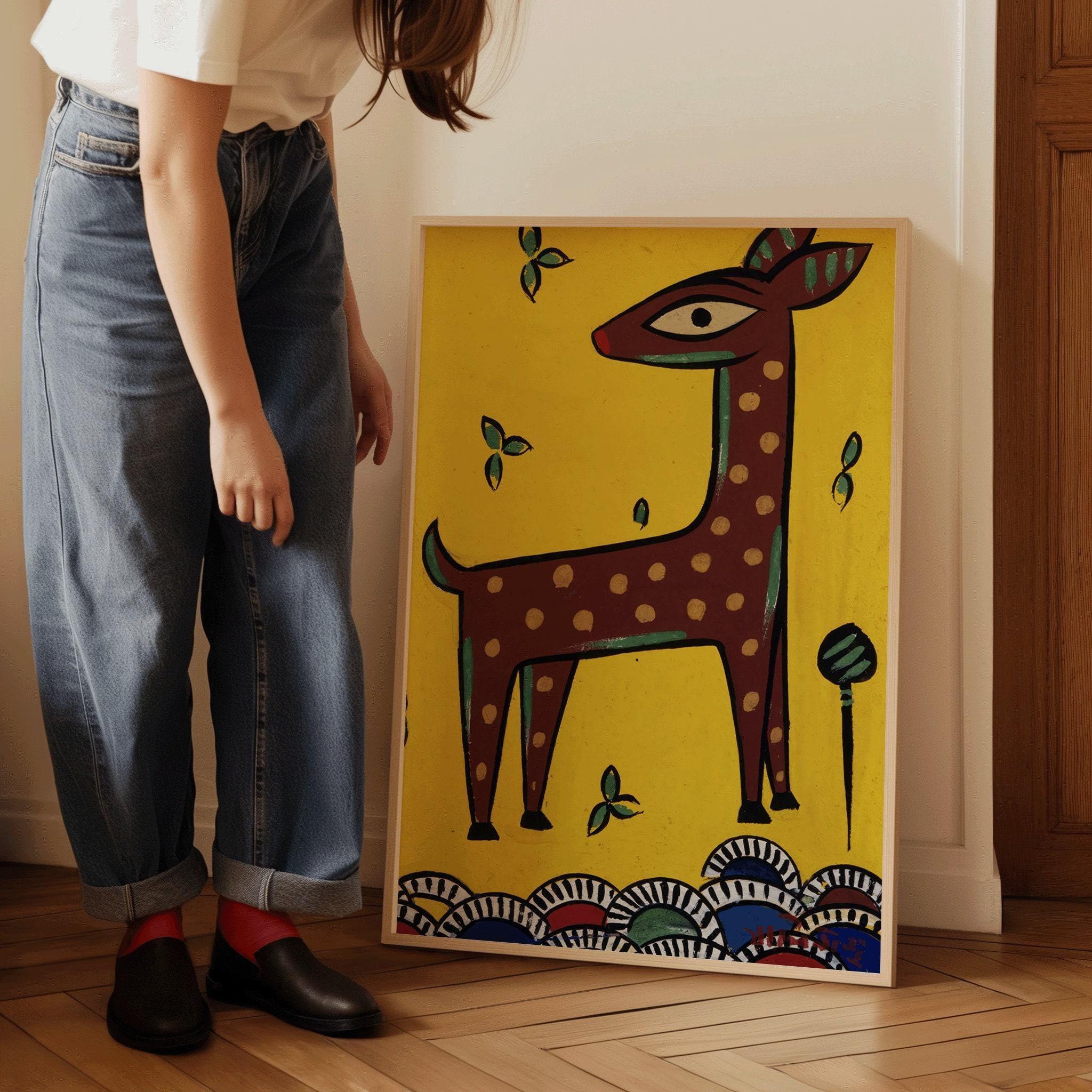 Jamini Roy - Fawn (Horinchhana) | Bengali Art (available handframed or unframed) - 9ArtPrints