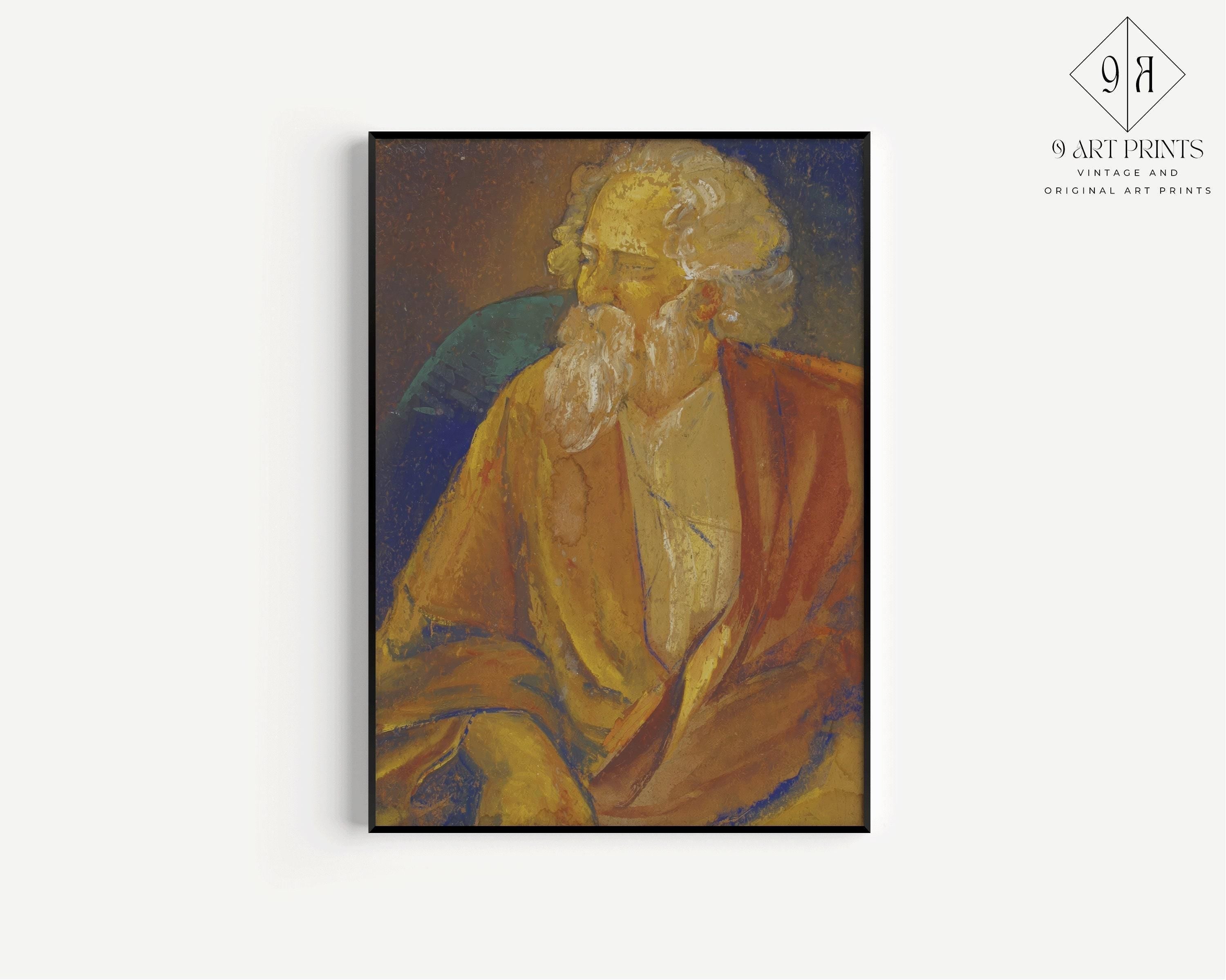 Jamini Roy - Rabindranath Tagore | Bengali Art (available handframed or unframed) - 9ArtPrints