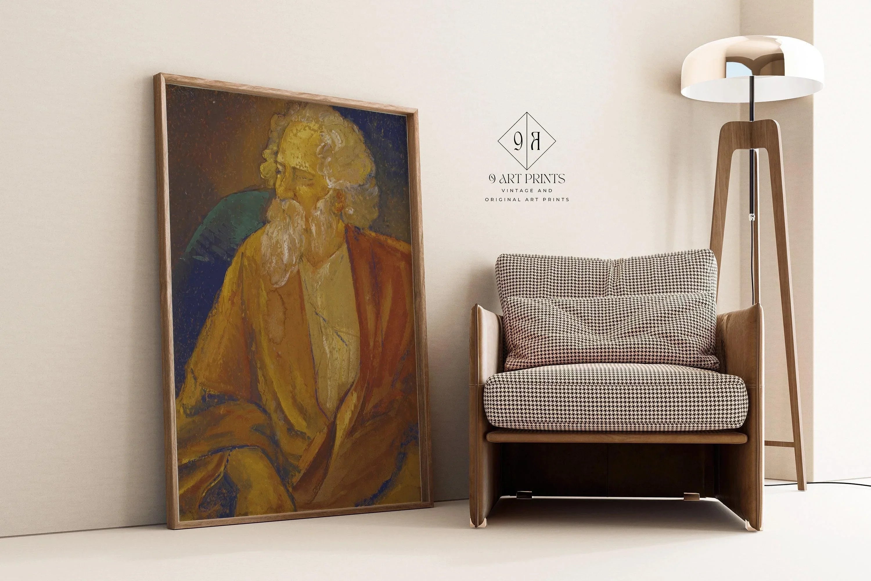 Jamini Roy - Rabindranath Tagore | Bengali Art (available handframed or unframed) - 9ArtPrints