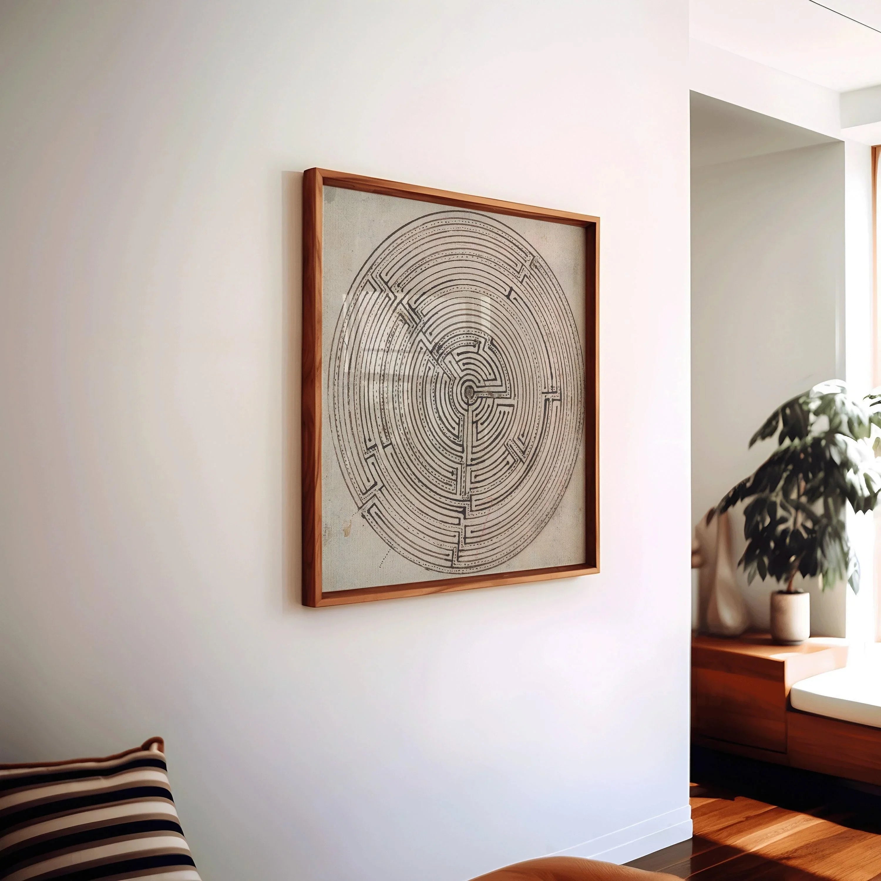 Jan Brandes - Labyrinth | Vintage Abstract Black and White Art (available handframed or unframed) 1x1 - 9ArtPrints