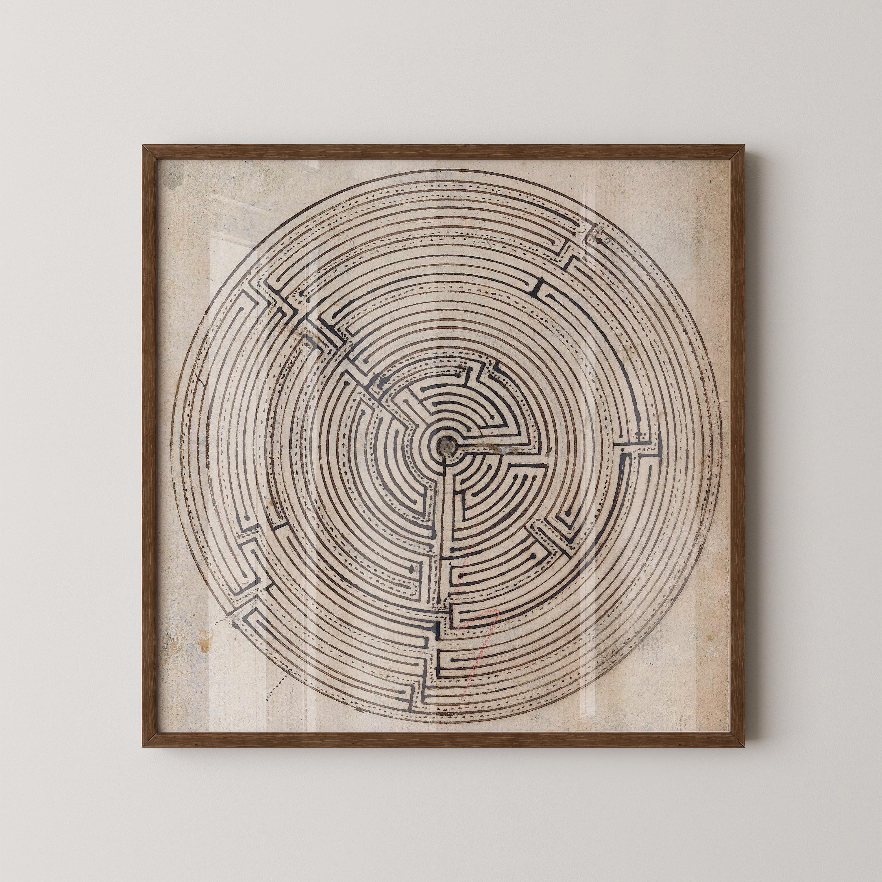 Jan Brandes - Labyrinth | Vintage Abstract Black and White Art (available handframed or unframed) 1x1 - 9ArtPrints