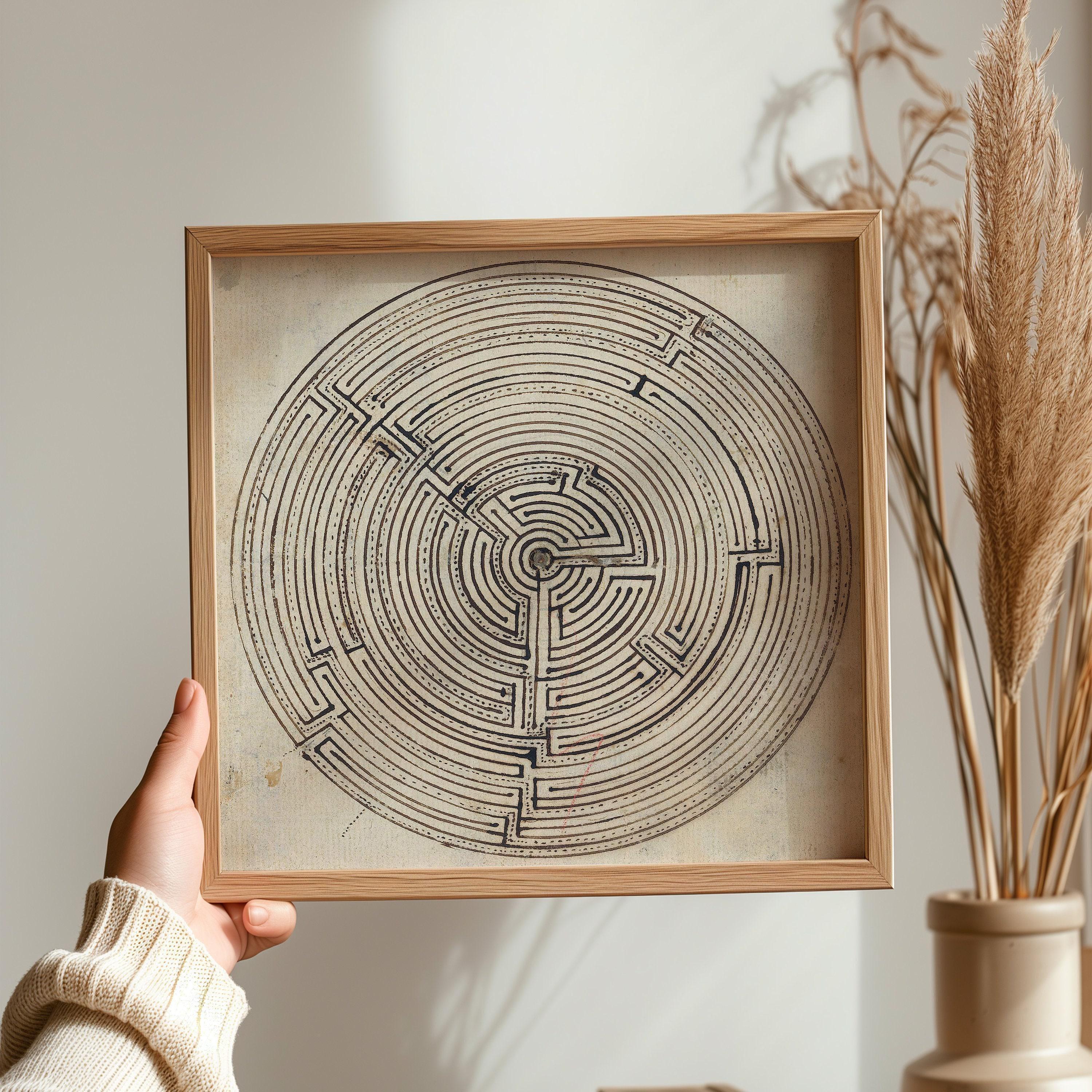 Jan Brandes - Labyrinth | Vintage Abstract Black and White Art (available handframed or unframed) 1x1 - 9ArtPrints