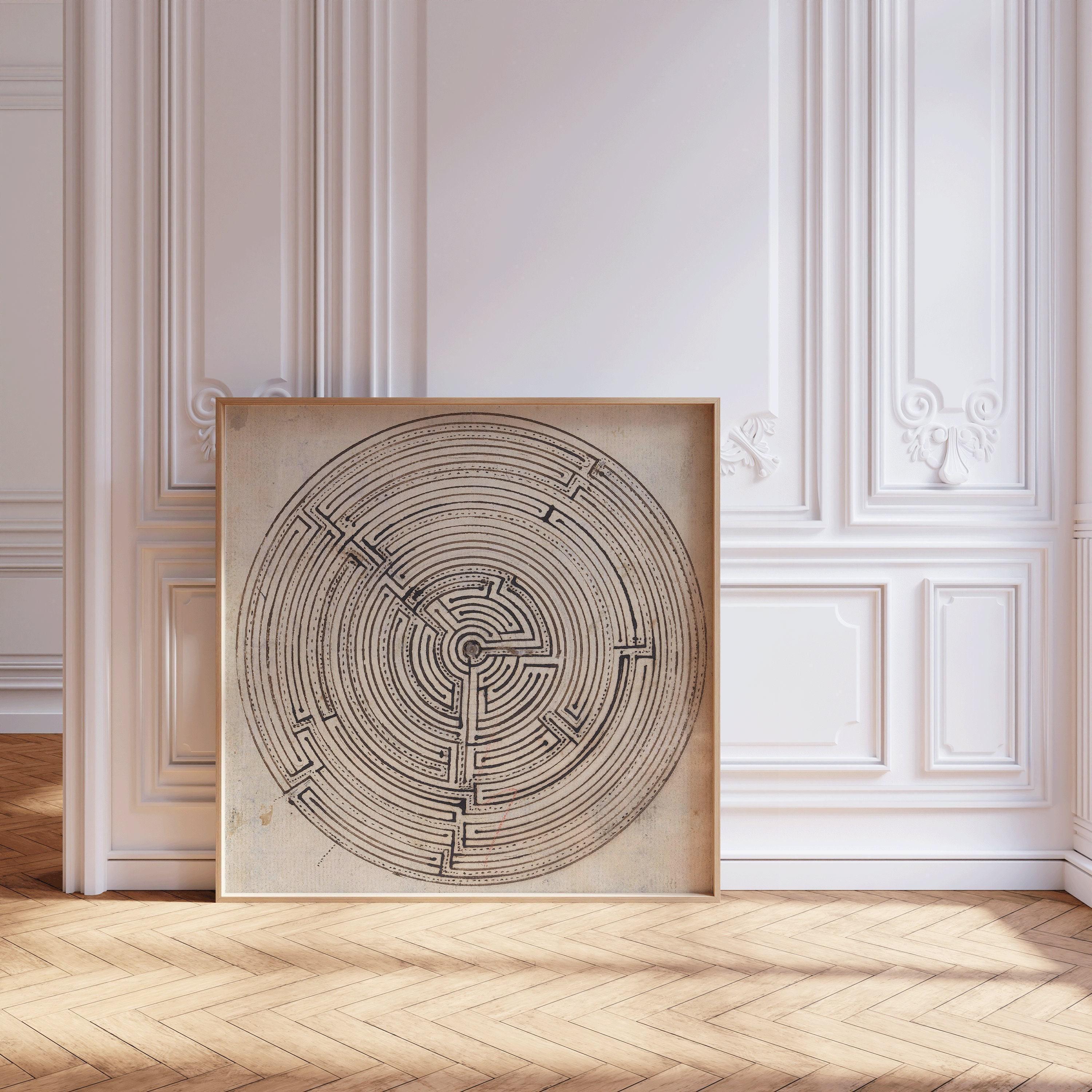 Jan Brandes - Labyrinth | Vintage Abstract Black and White Art (available handframed or unframed) 1x1 - 9ArtPrints