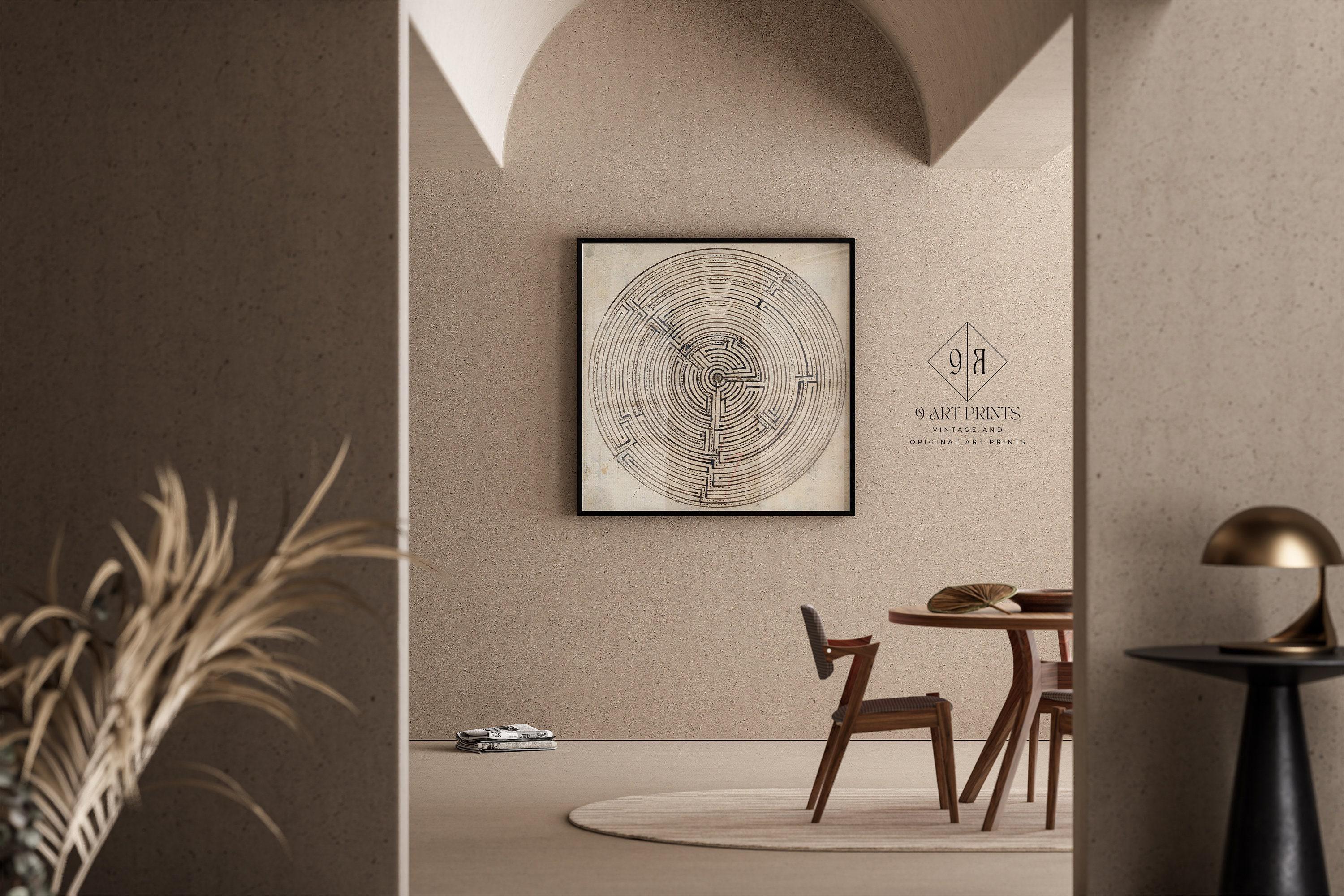 Jan Brandes - Labyrinth | Vintage Abstract Black and White Art (available handframed or unframed) 1x1 - 9ArtPrints