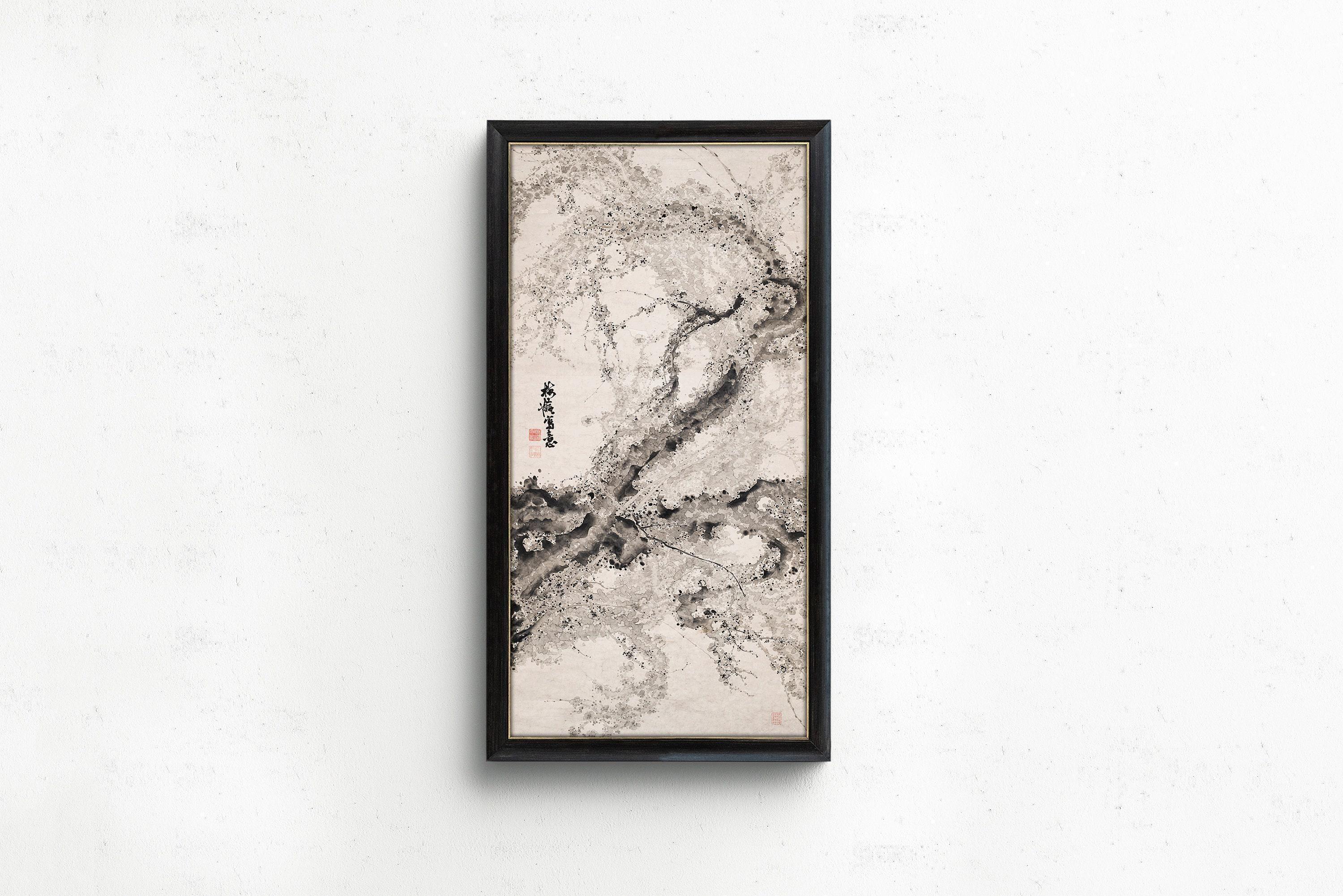 Japanese Plum Tree Art: Vintage Asian Panoramic Giclee Print - 9ArtPrints