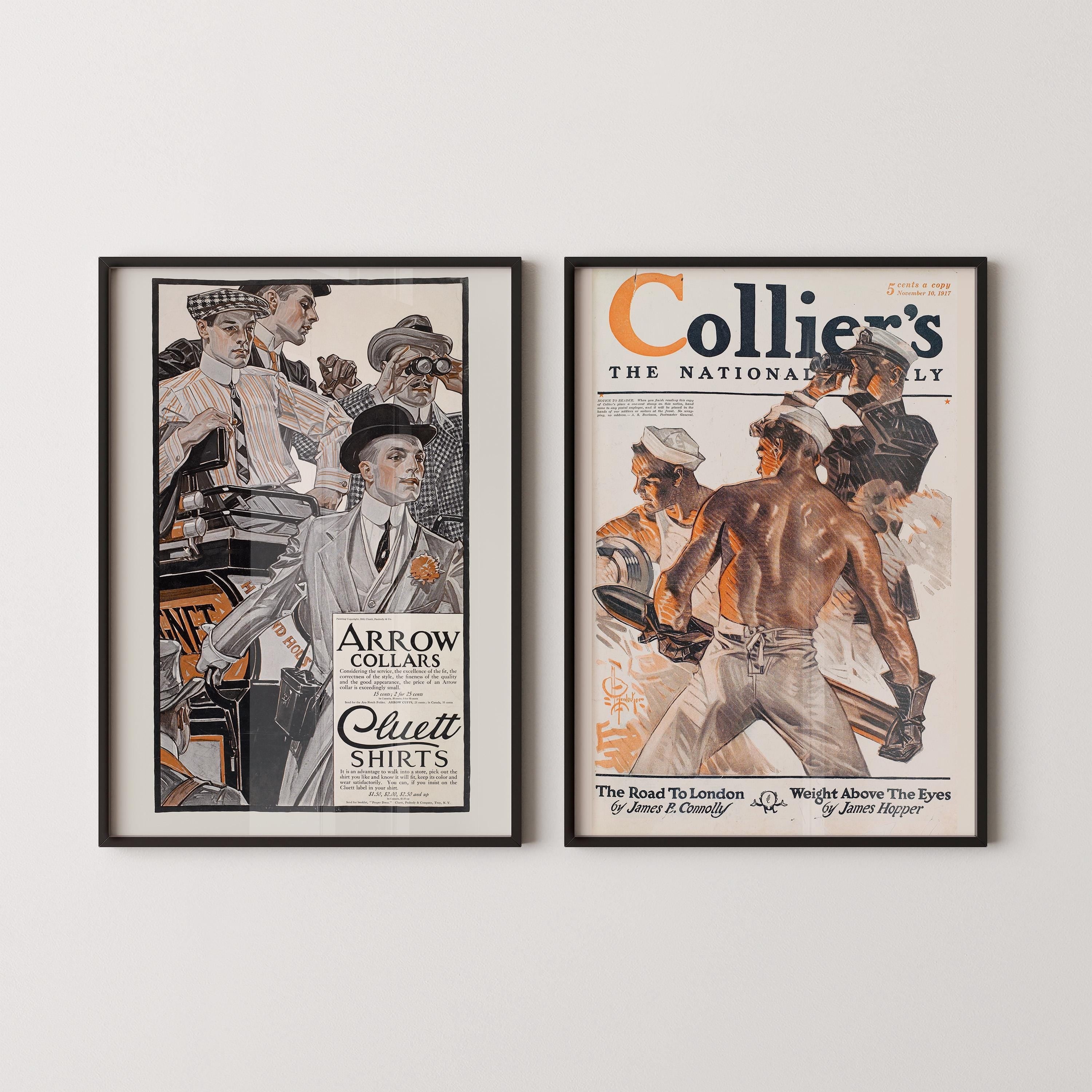 JC Leyendecker Arrow Shirt and Edward Penfield Collier Magazine Statement Duo Vintage LGBTQ+ Art | Available framed - 9ArtPrints