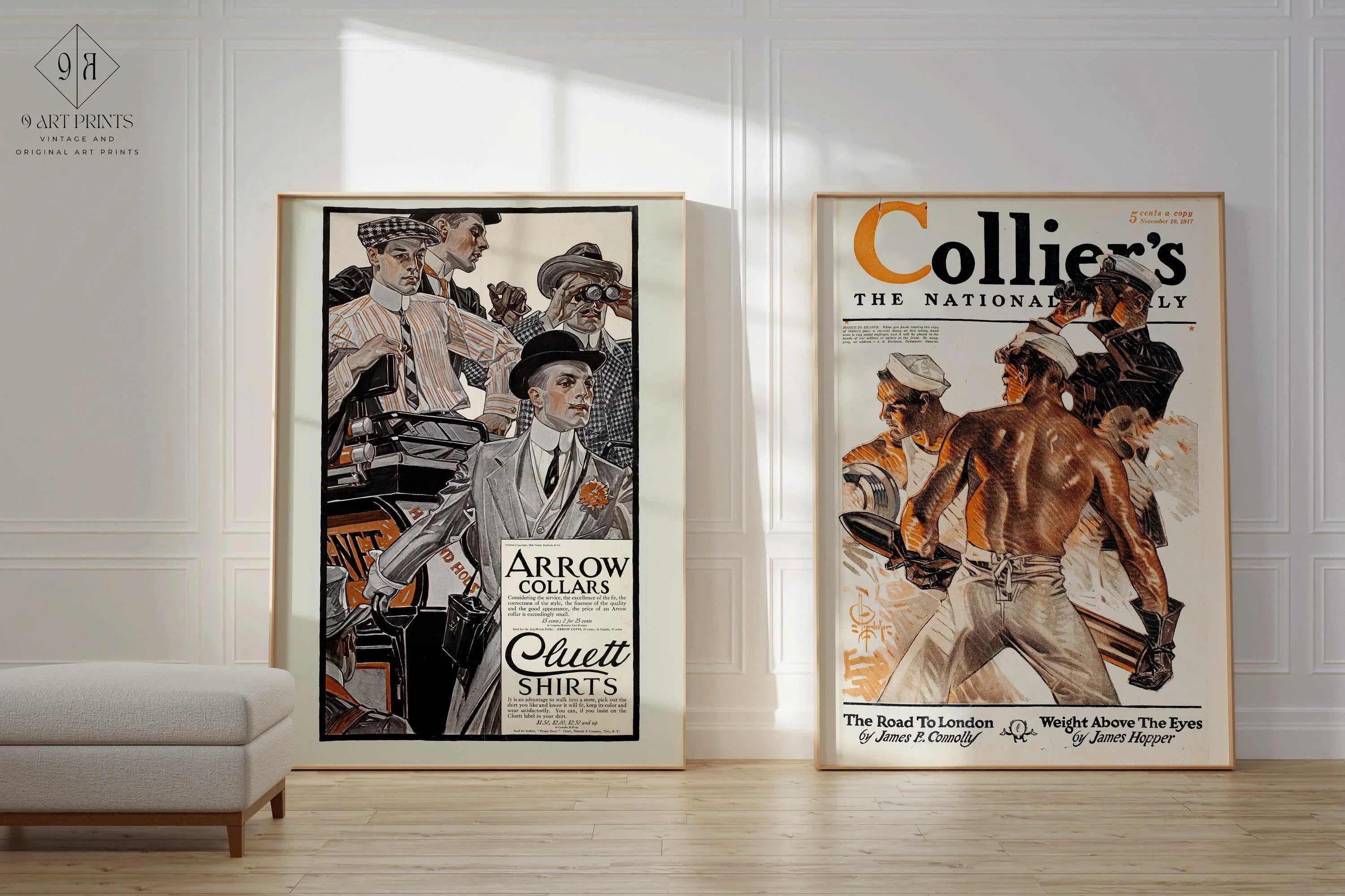 JC Leyendecker Arrow Shirt and Edward Penfield Collier Magazine Statement Duo Vintage LGBTQ+ Art | Available framed - 9ArtPrints
