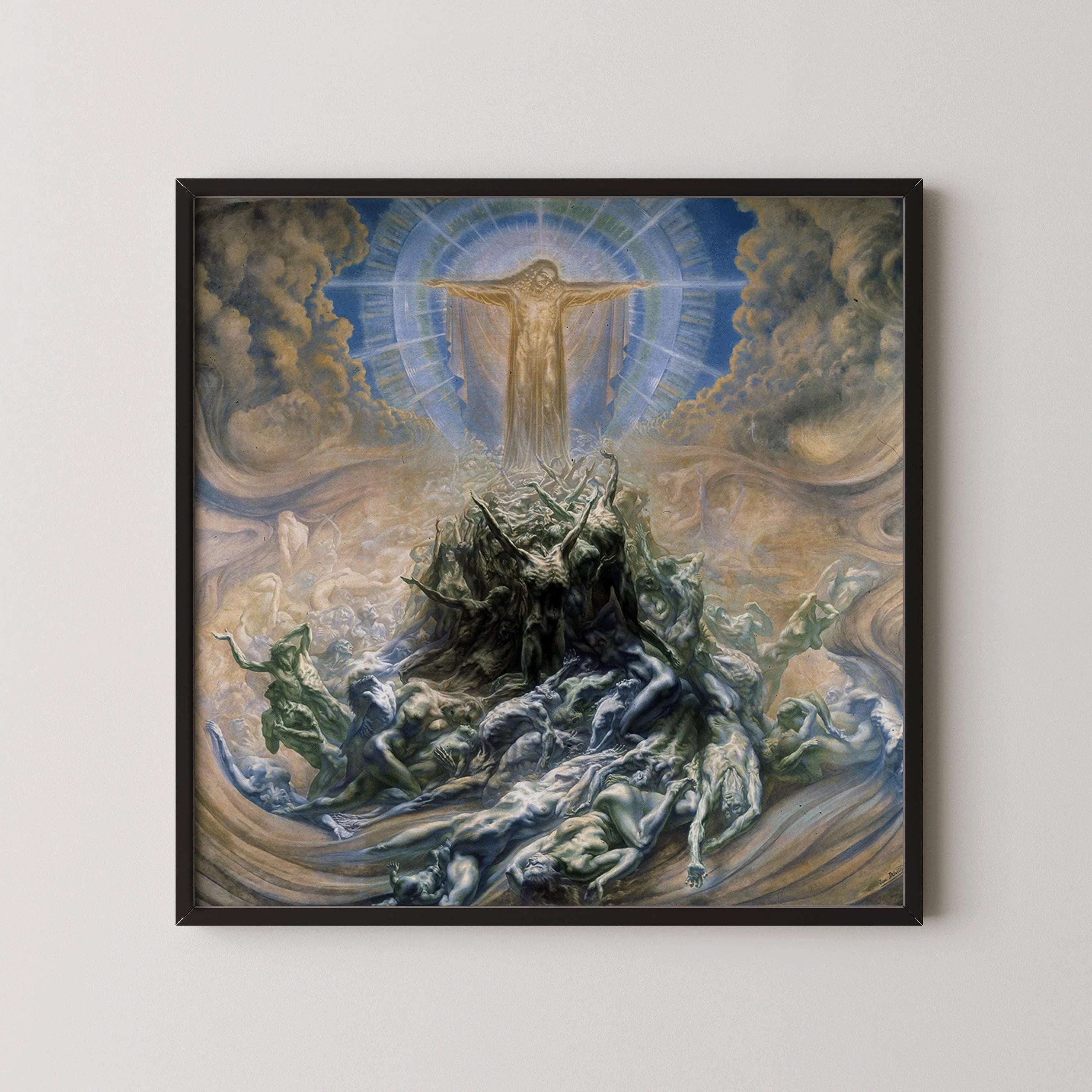 Jean Delville - Mon de Dieu | Awe - inspiring and Stunning Work of Esoteric Art | Monochrome Beige (available framed or unframed) 1x1 - 9ArtPrints
