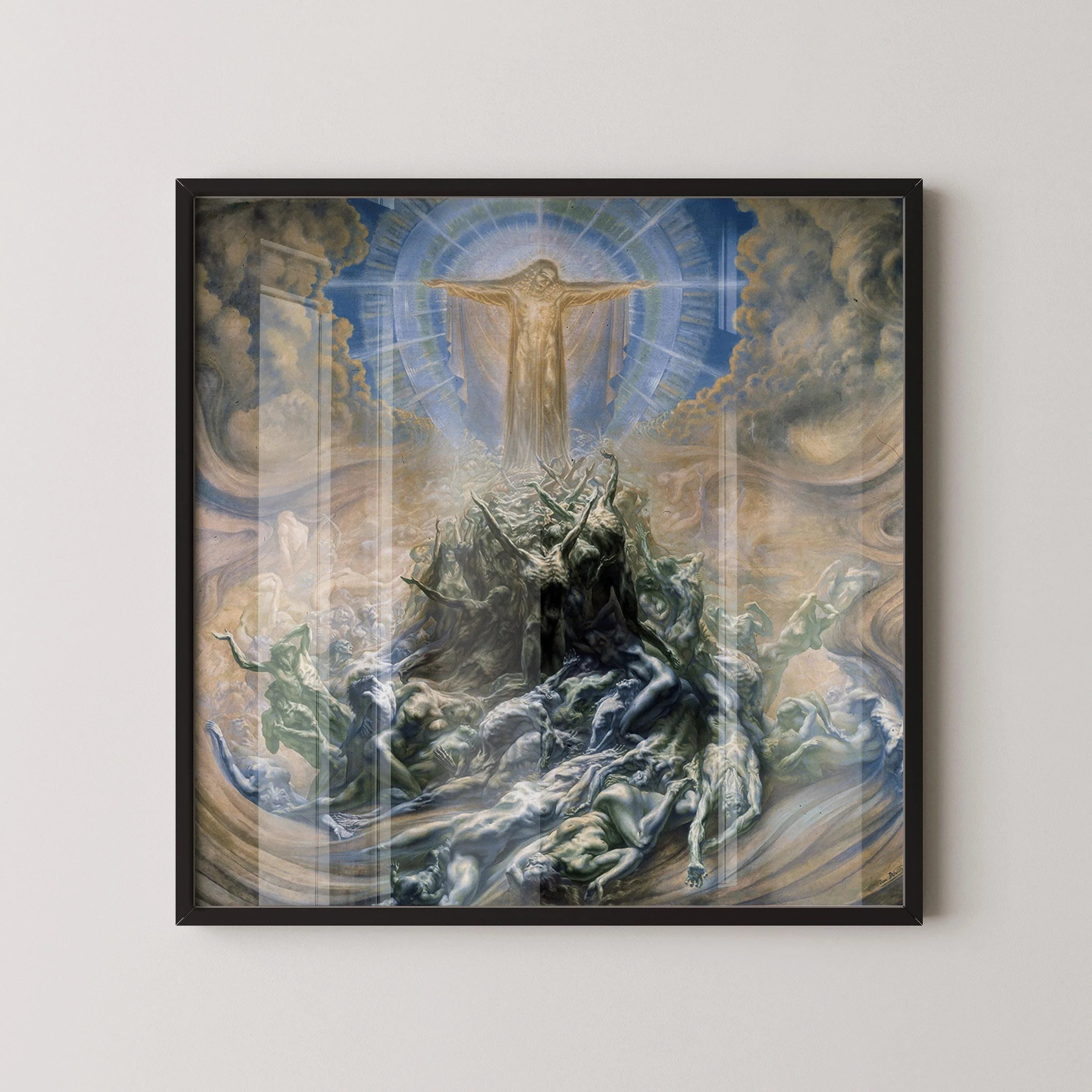 Jean Delville - Mon de Dieu | Awe - inspiring and Stunning Work of Esoteric Art | Monochrome Beige (available framed or unframed) 1x1 - 9ArtPrints