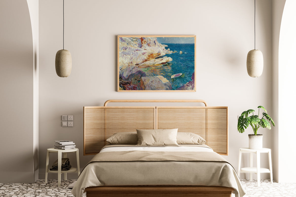 Joaquín Sorolla — Rocks at Jávea and the White Boat | Fine Art Print - 9ArtPrints