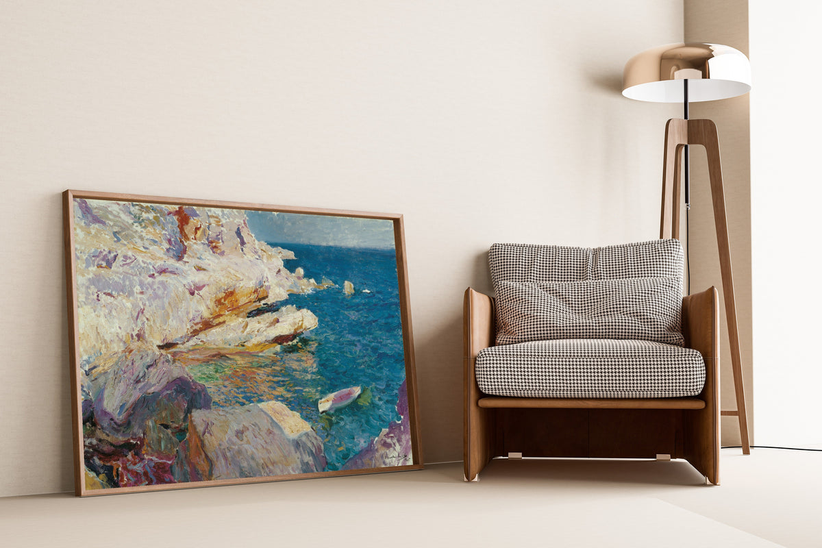 Joaquín Sorolla — Rocks at Jávea and the White Boat | Fine Art Print - 9ArtPrints