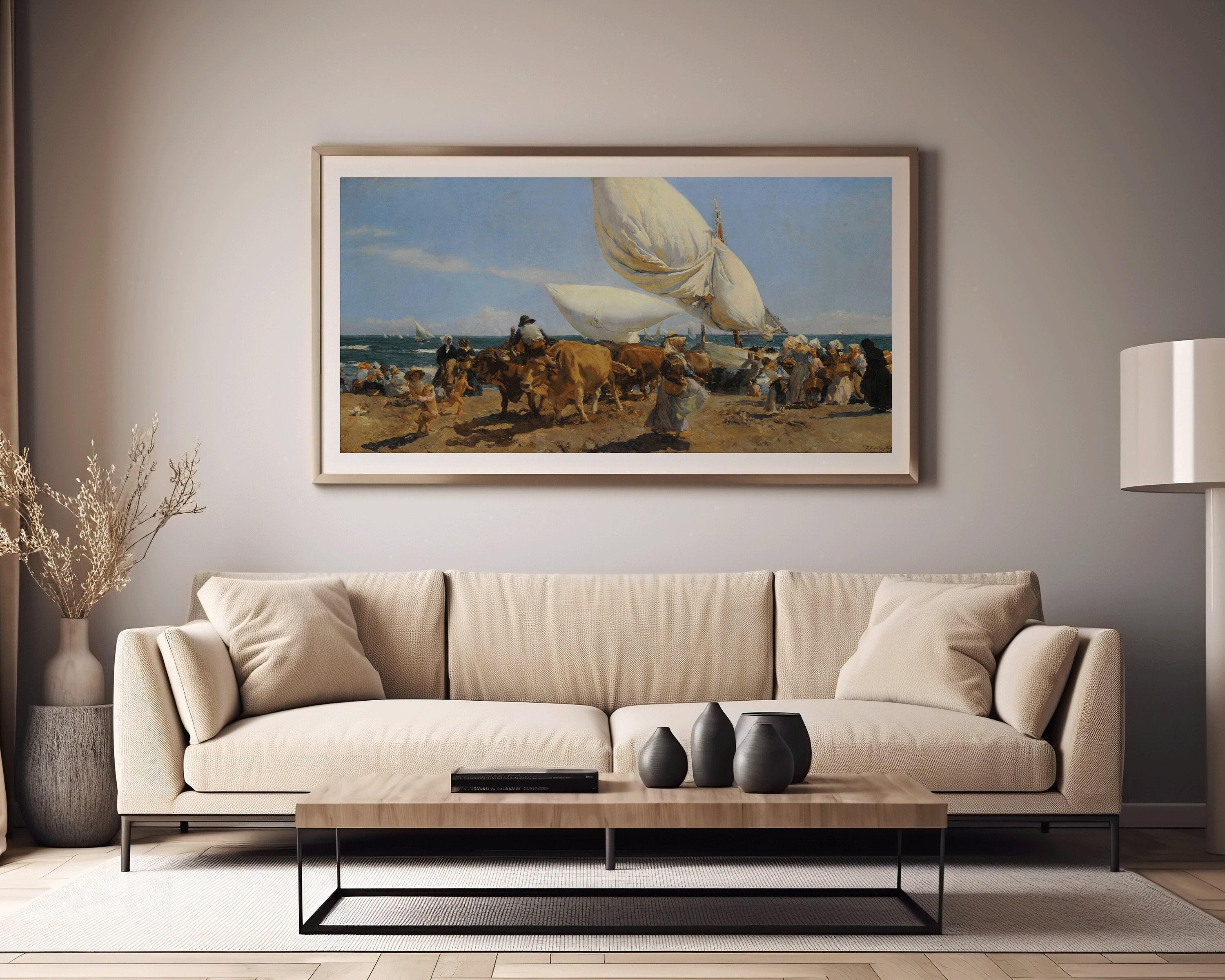 Joaquín Sorolla y Bastida - The Return of the Fish Classic Impressionist Wide Panoramic Art (available handframed or unframed) 2x1 - 9ArtPrints