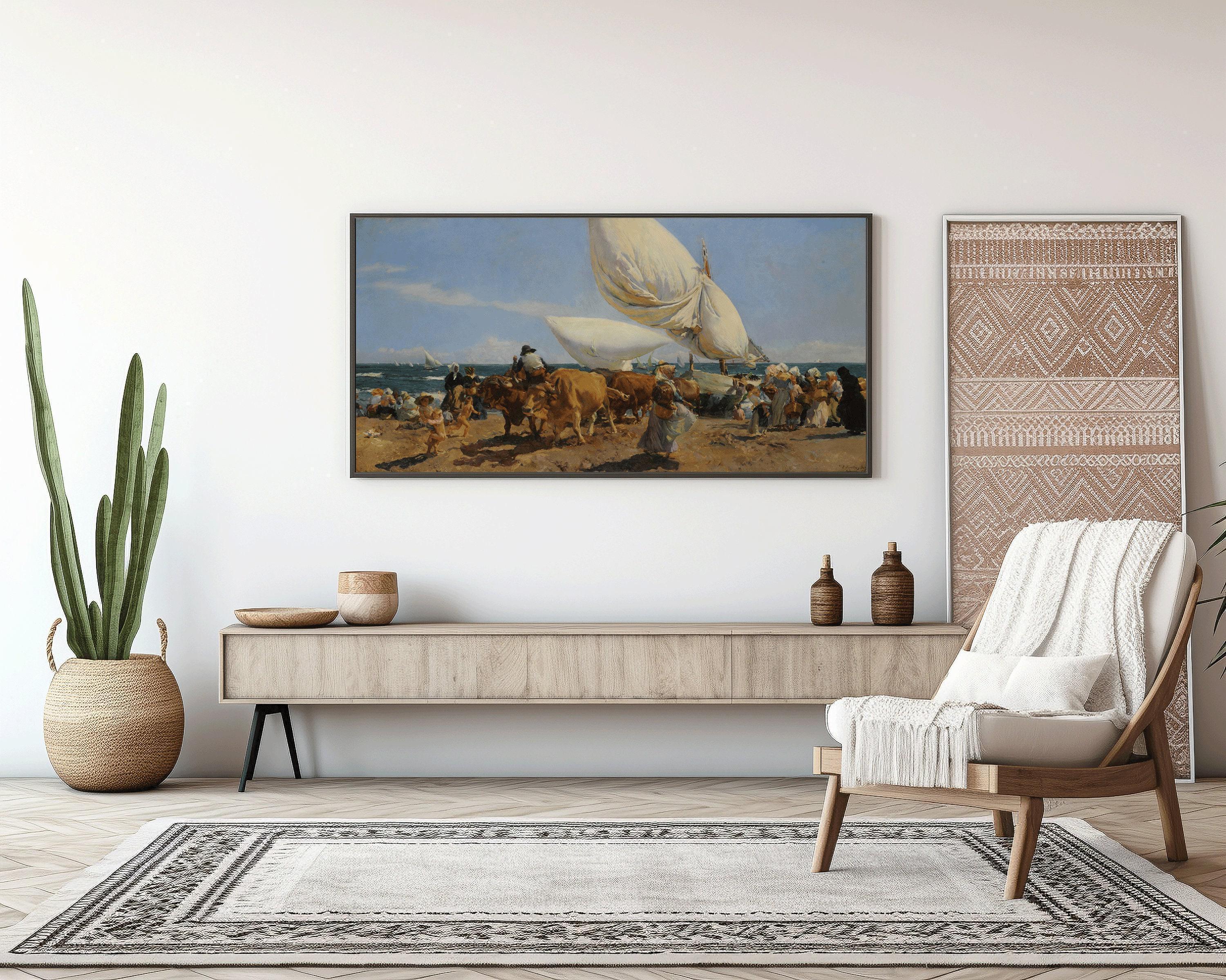 Joaquín Sorolla y Bastida - The Return of the Fish Classic Impressionist Wide Panoramic Art (available handframed or unframed) 2x1 - 9ArtPrints