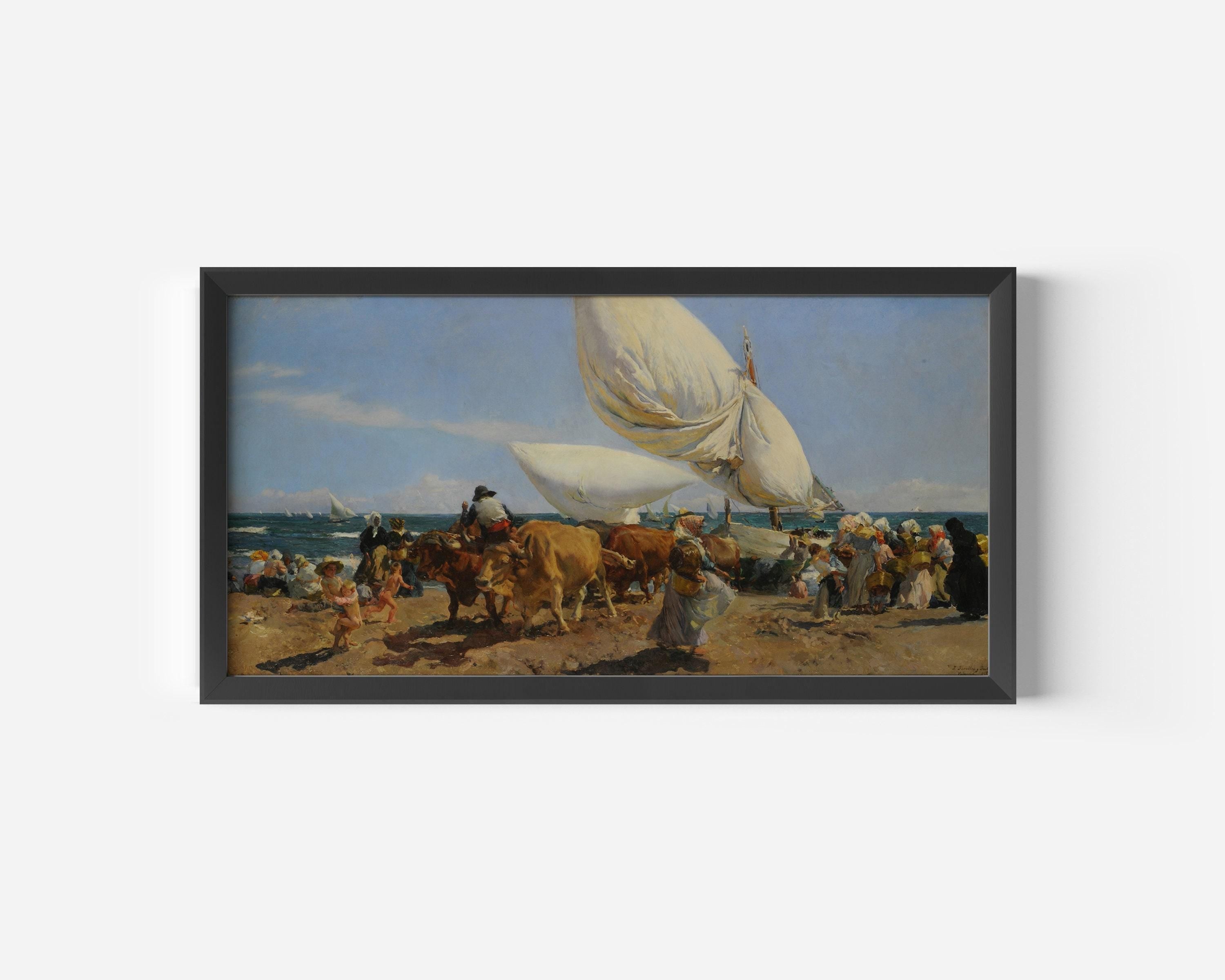 Joaquín Sorolla y Bastida - The Return of the Fish Classic Impressionist Wide Panoramic Art (available handframed or unframed) 2x1 - 9ArtPrints