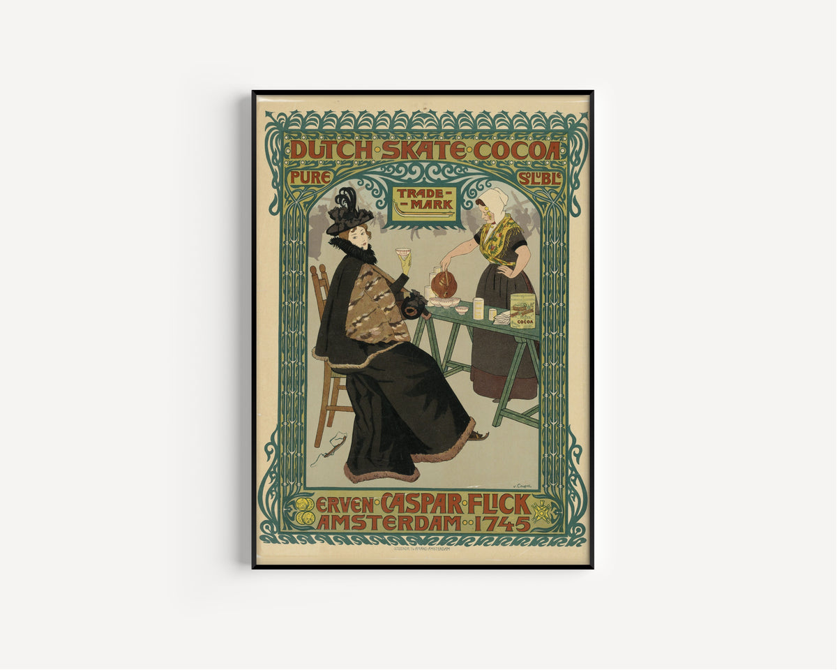 Dutch skate cocoa. Erven Caspar Flick by Johann Georg van Caspel — in a slim black frame on a plain white wall