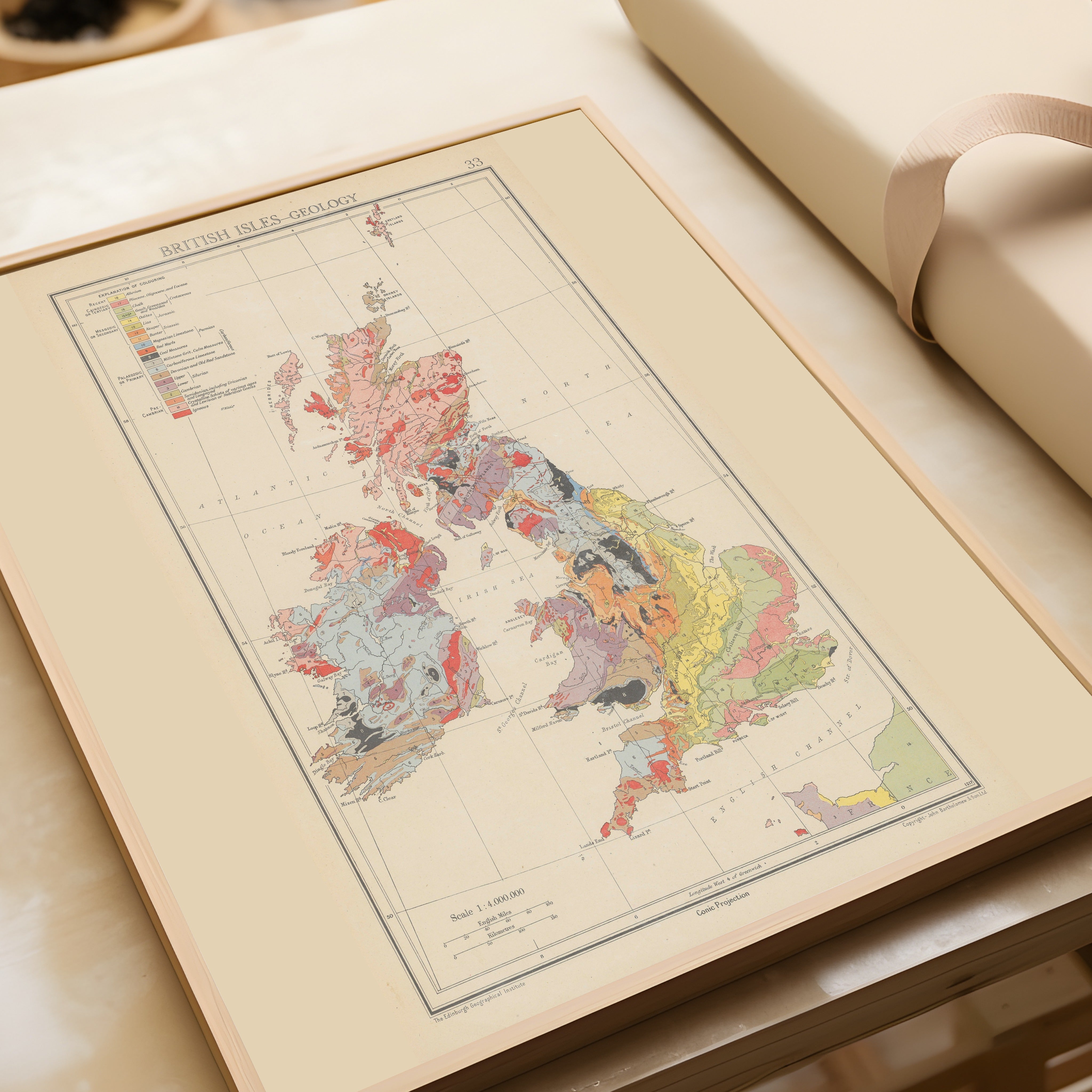 John George Bartholomew — British Isles Geology Map (1942) | Vintage Atlas Print - 9ArtPrints