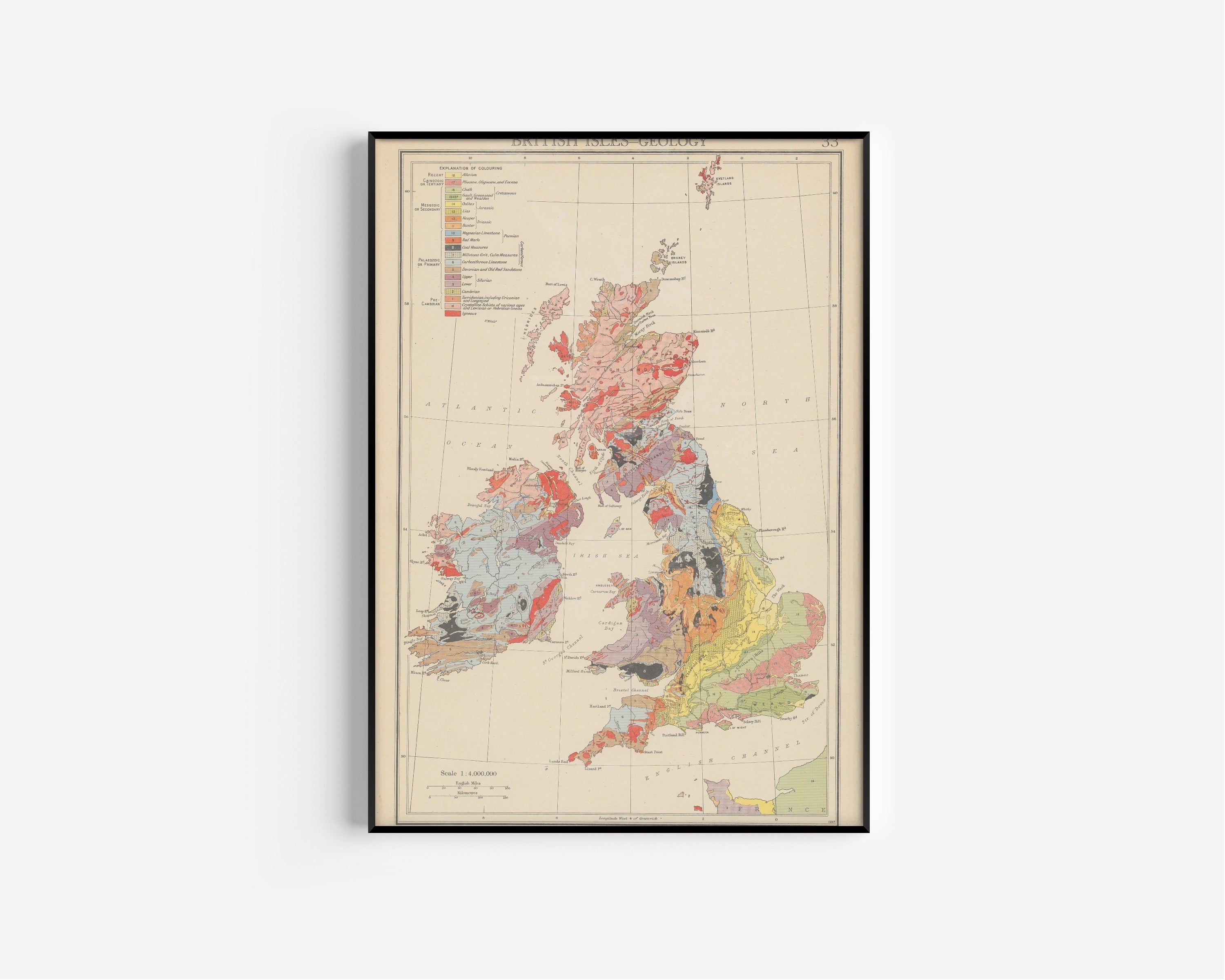 John George Bartholomew — British Isles Geology Map (1942) | Vintage Atlas Print - 9ArtPrints