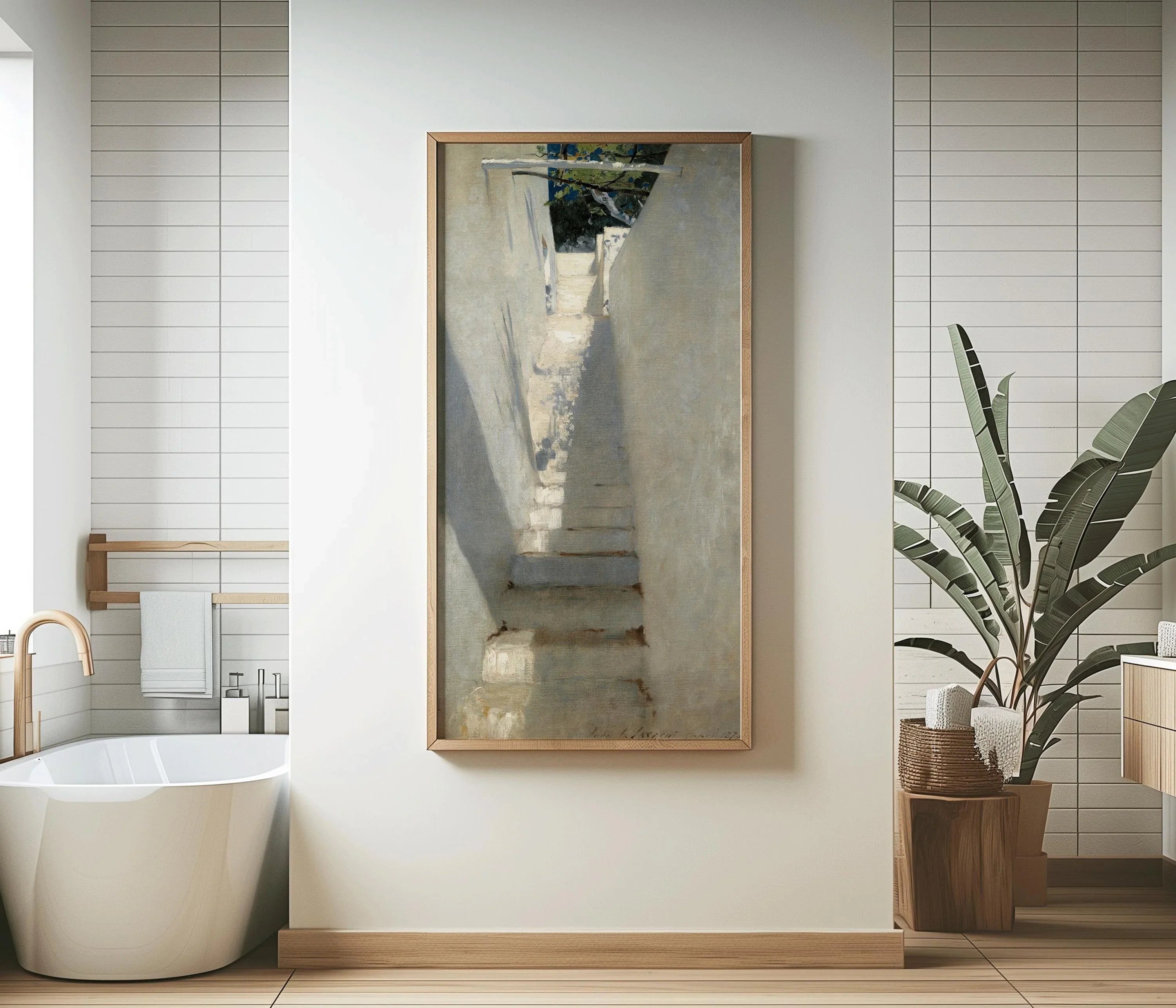 Jonathan Singer Sargent Print: Staircase in Capri, Vintage Fine Art - 9ArtPrints