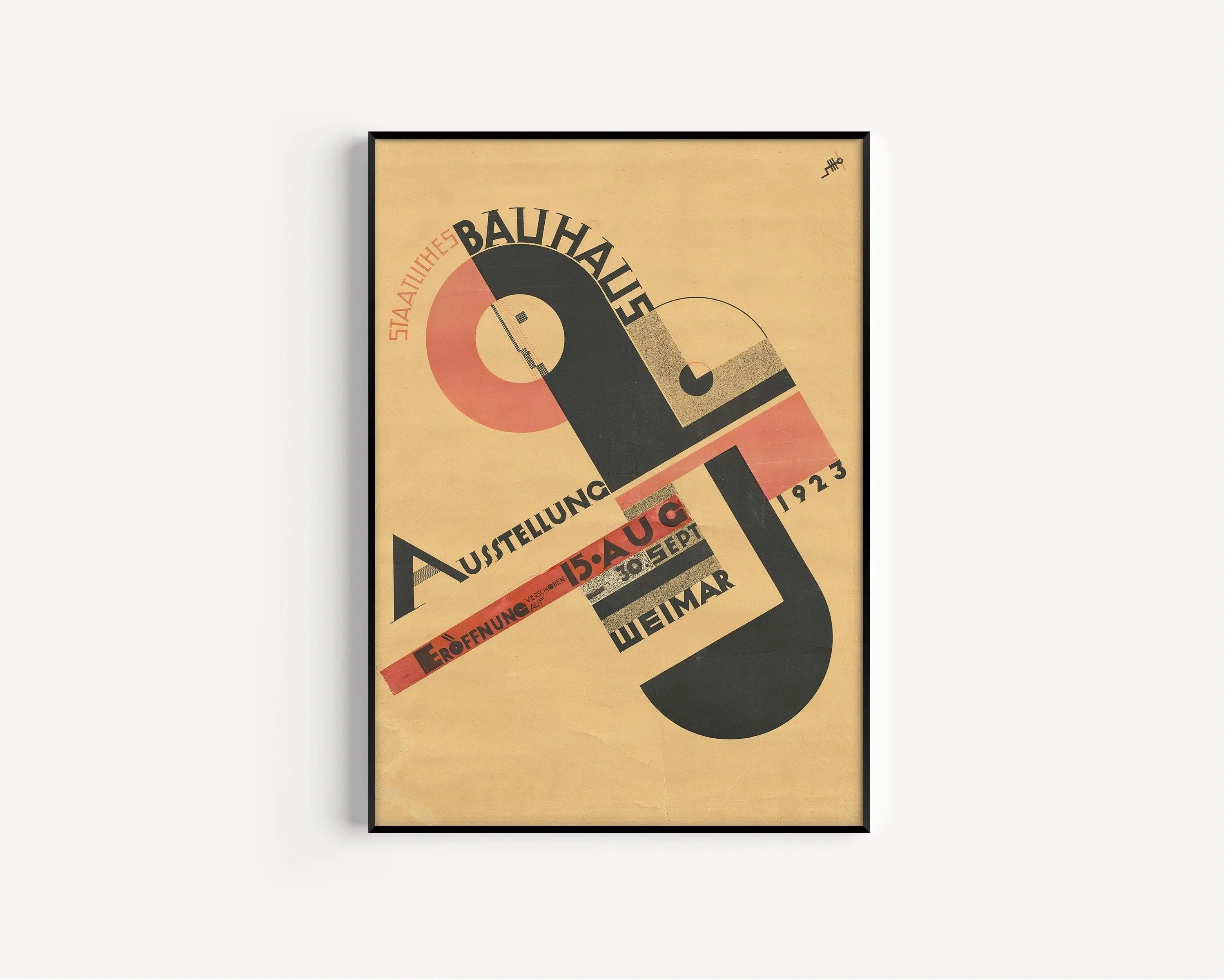 Joost Schmidt - Bauhaus Vintage Poster, Beige Black PRINT | Mid - Century Modern Art Print