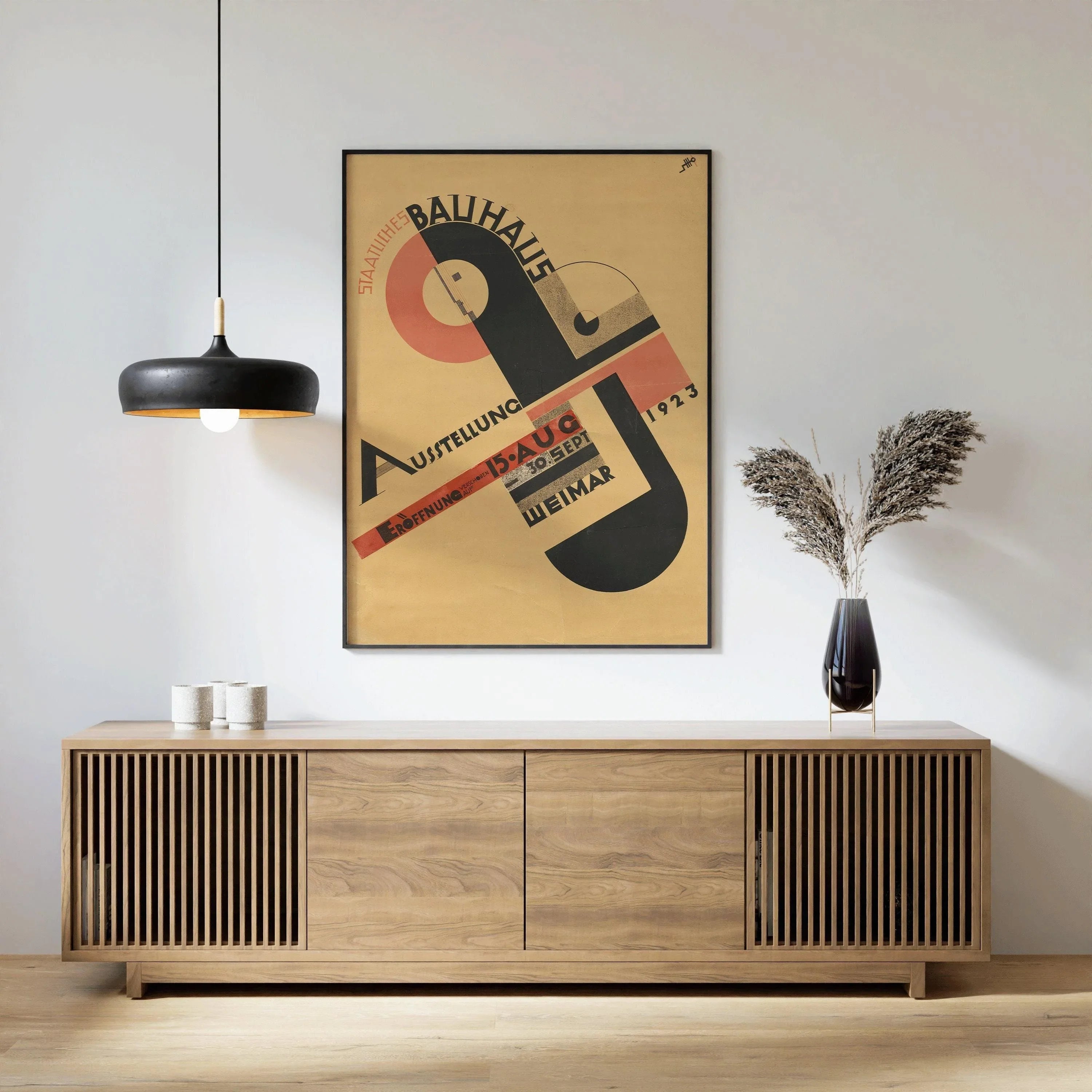 Joost Schmidt - Bauhaus Vintage Poster, Beige Black PRINT | Mid - Century Modern Art Print